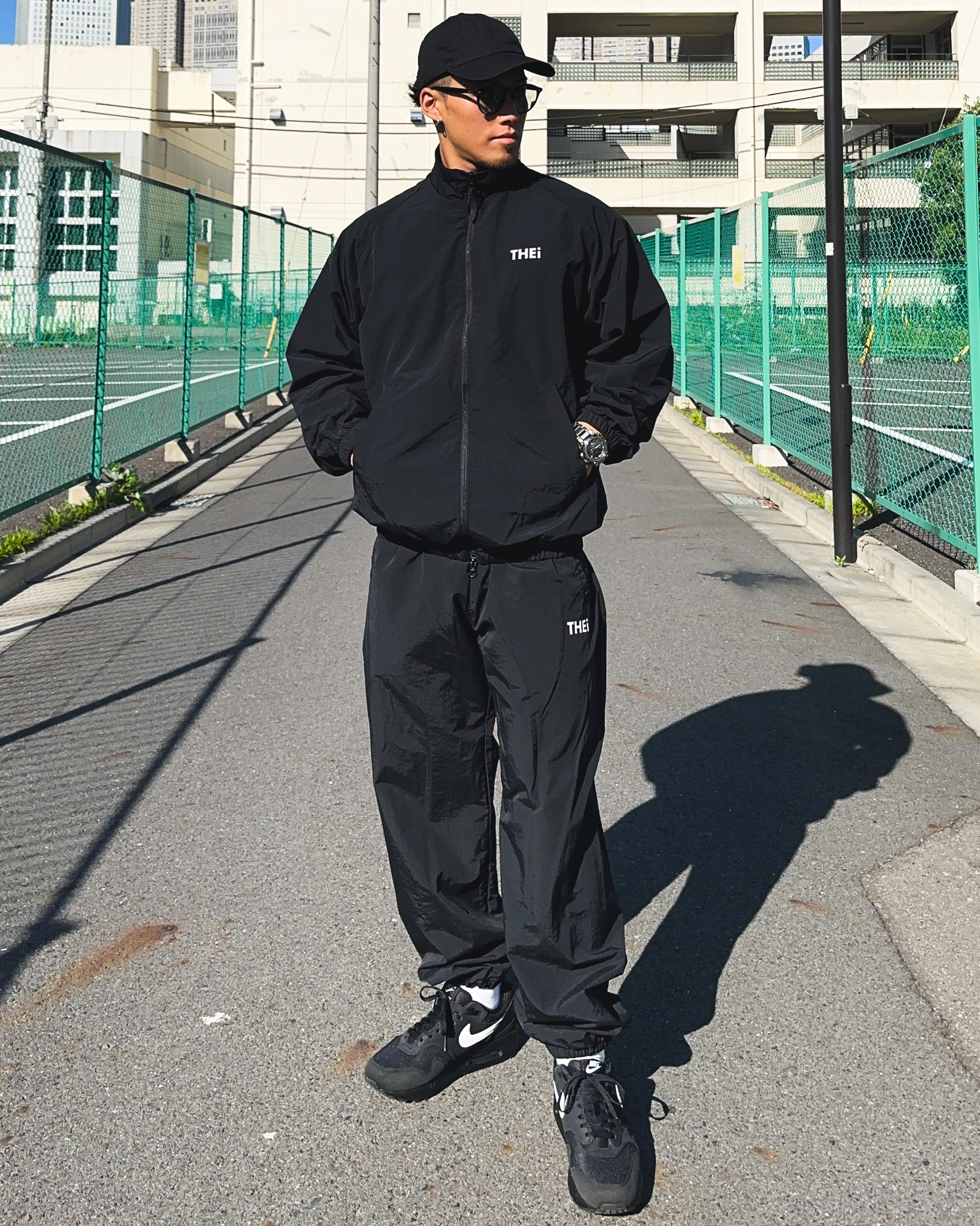 Basic One Point Nylon Track JKT & Pants Setup - Black