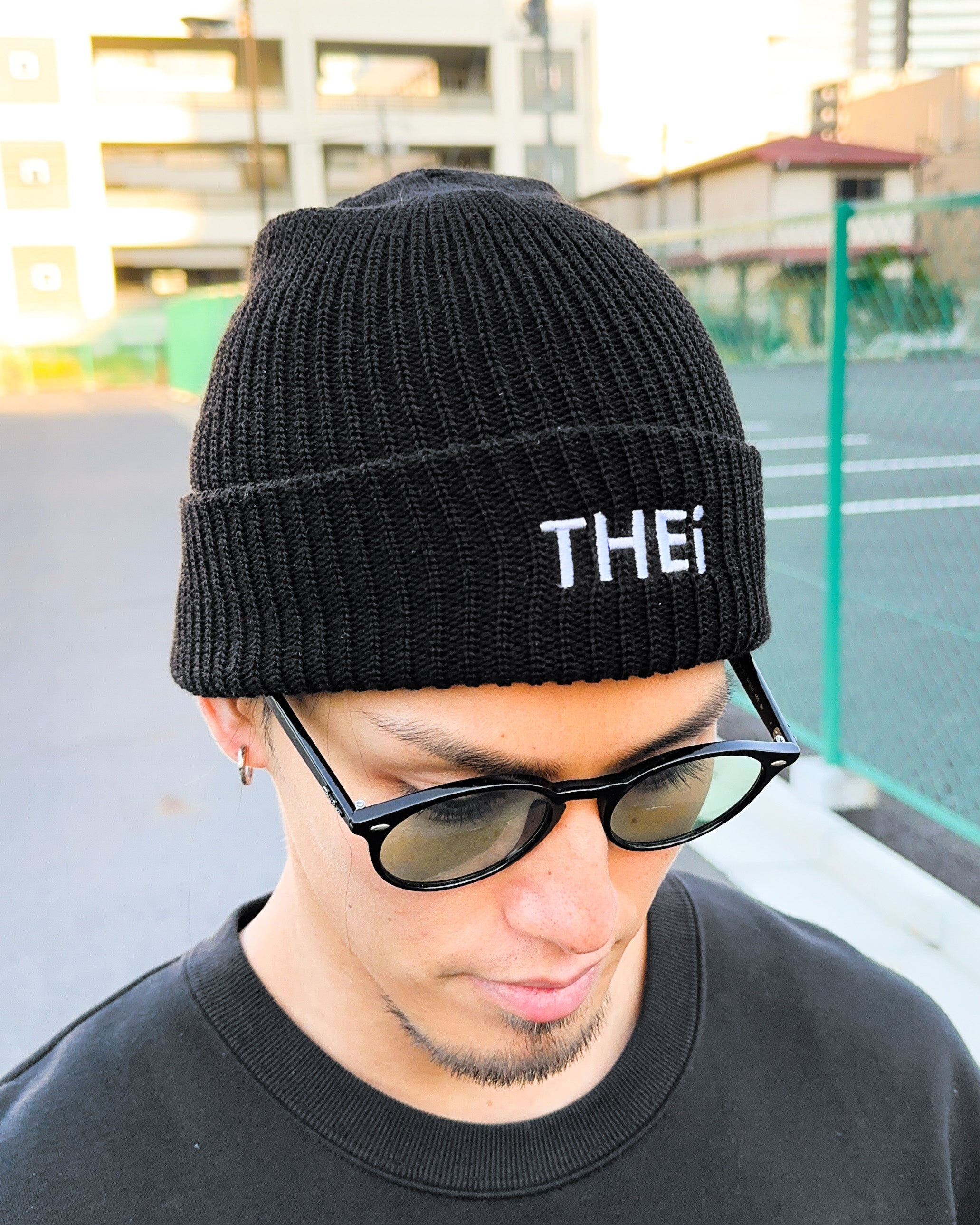 Basic One Point Knit Cap - Black