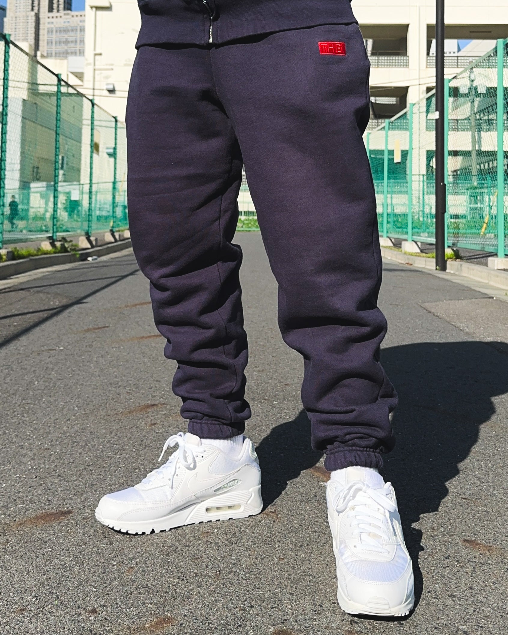 Box-Type2 One Point HW Sweat Pants - Navy