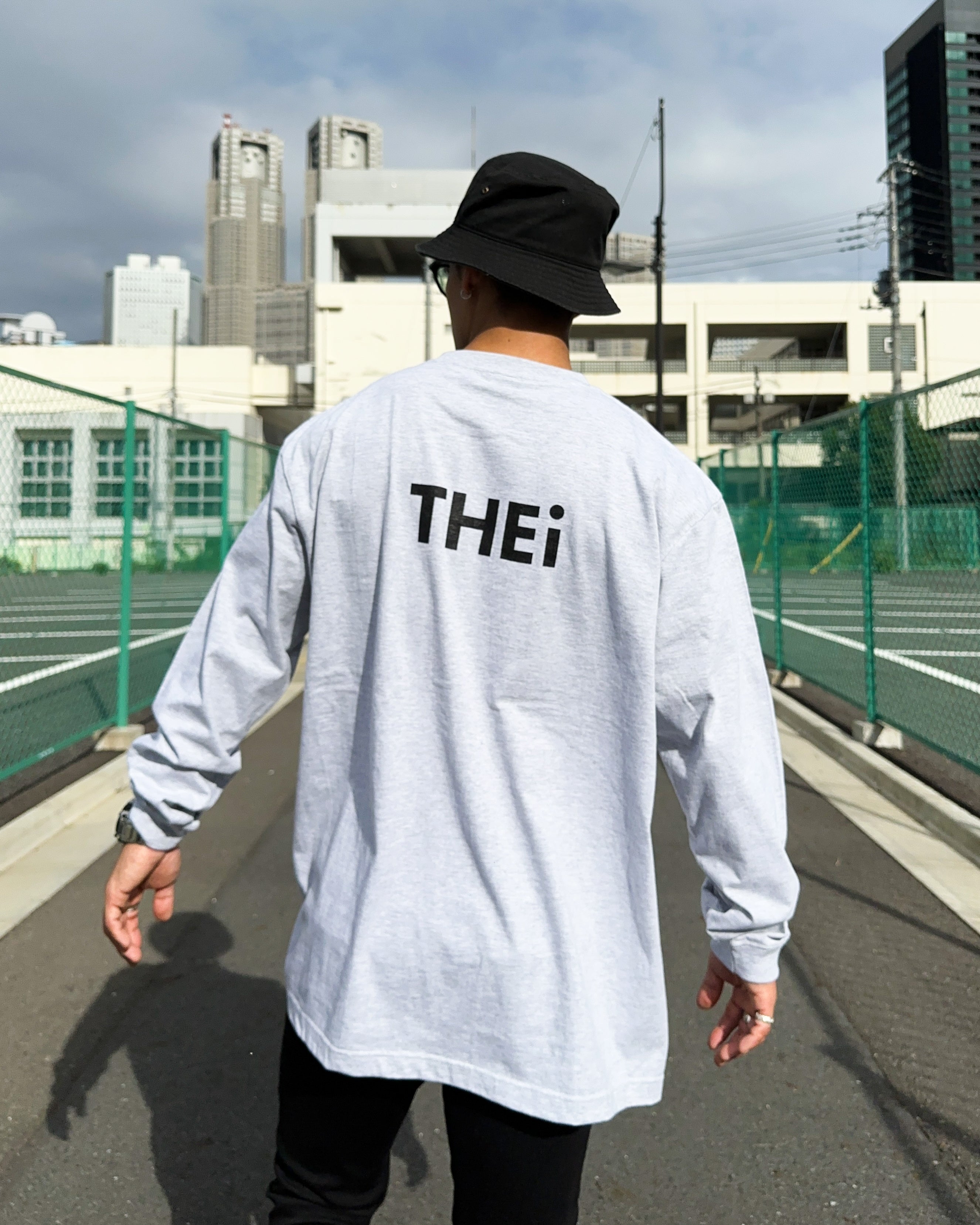 Basic Back Print L/S Tee - Gray