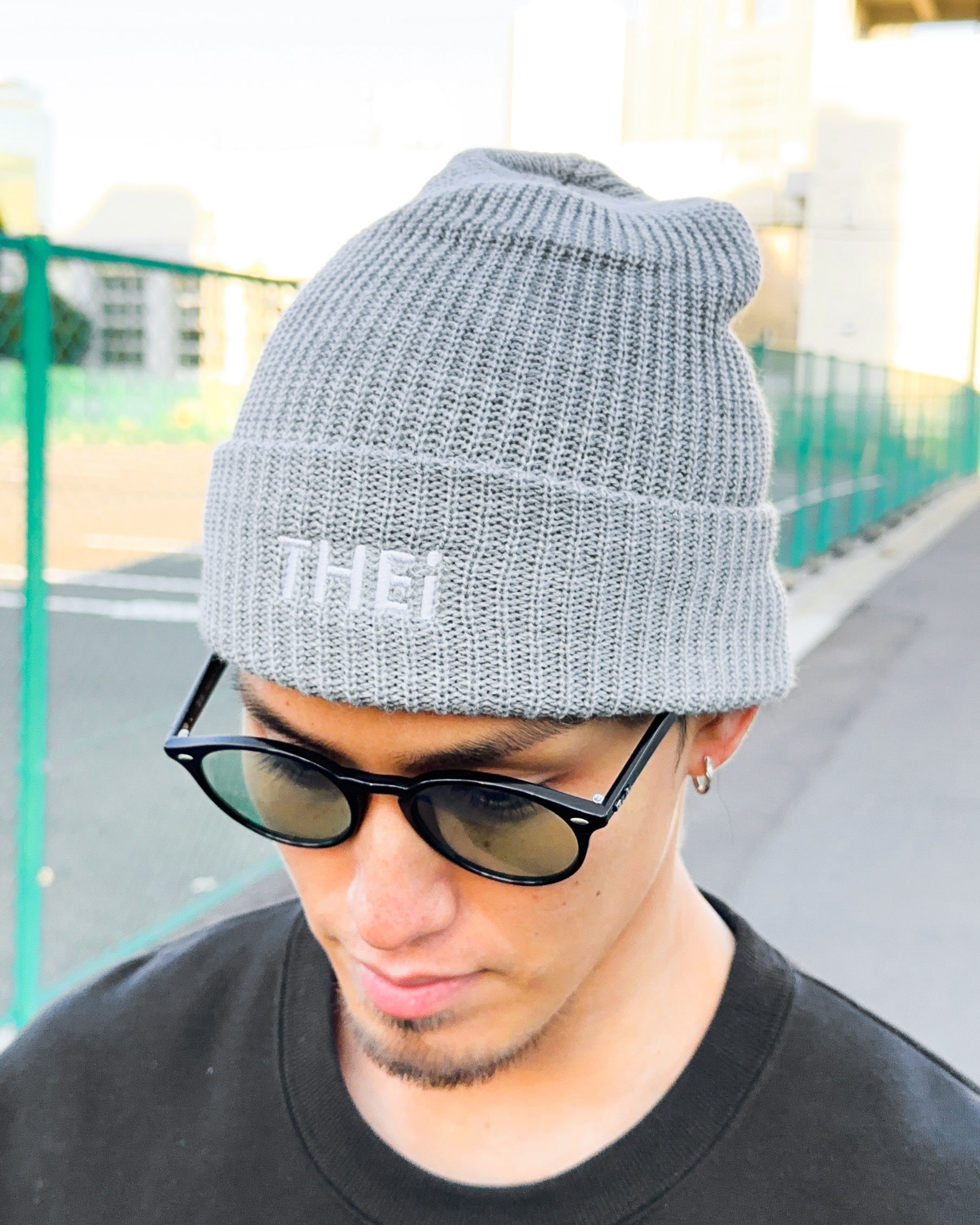 Basic One Point Knit Cap - Gray