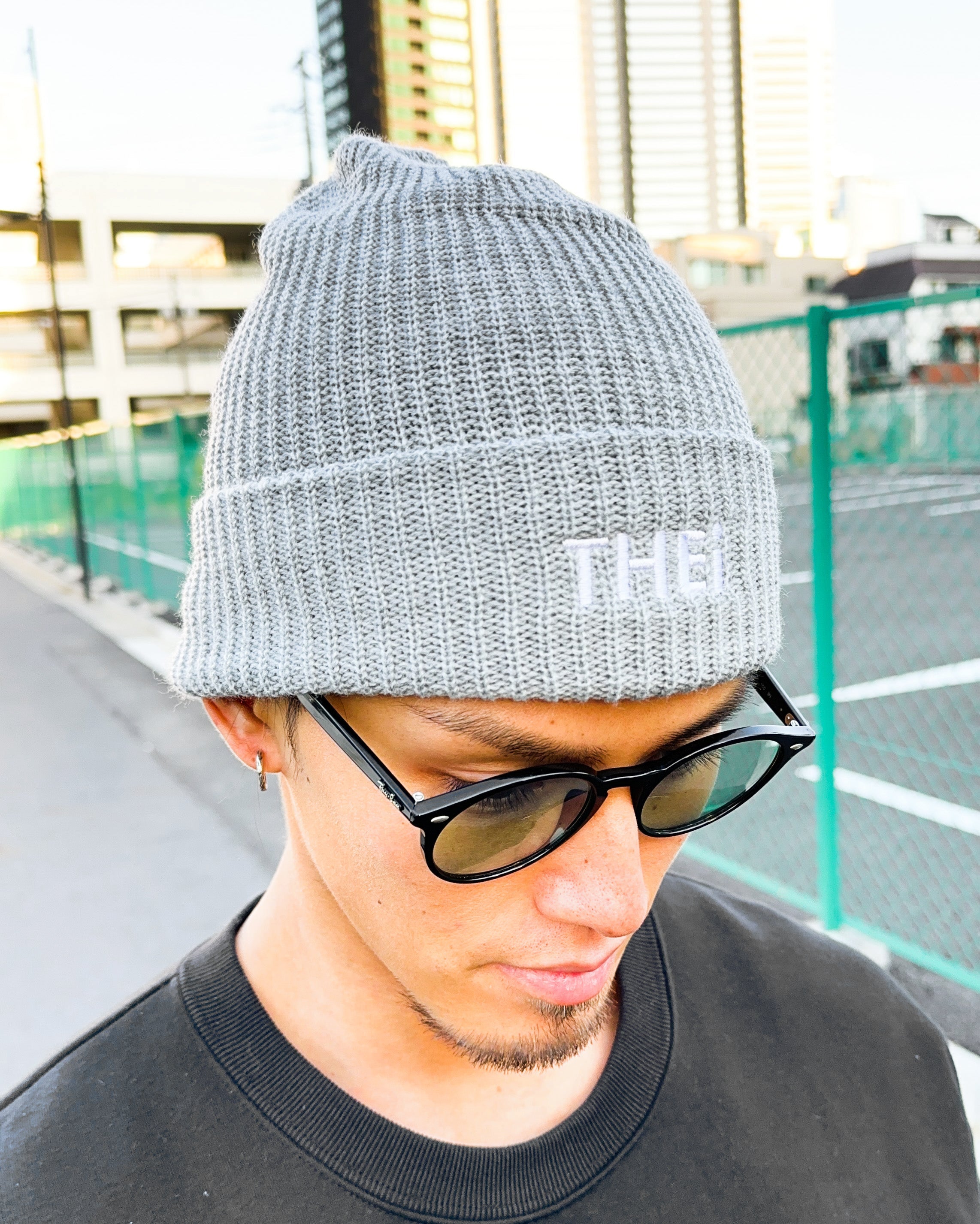 Basic One Point Knit Cap - Gray