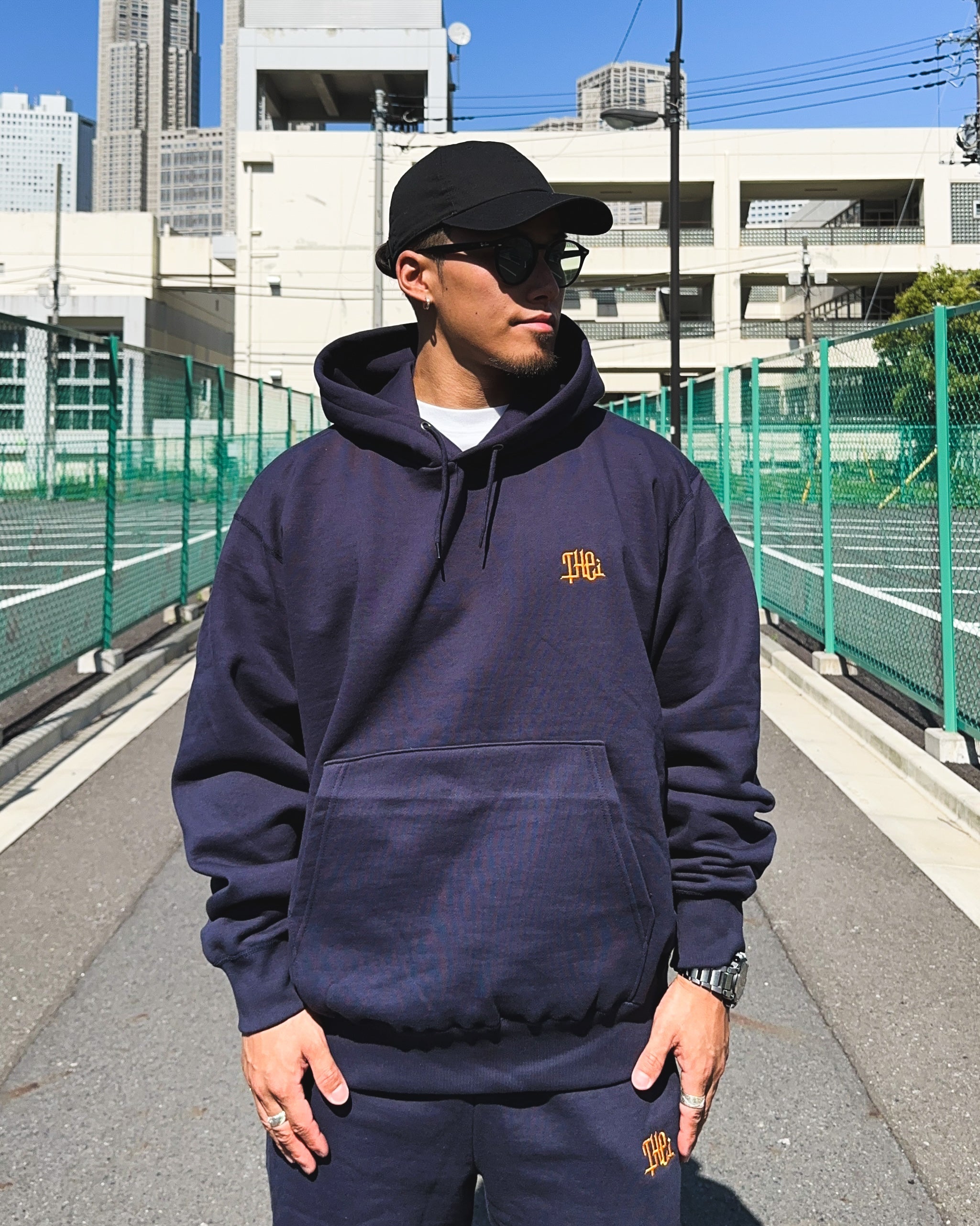 Arabic One Point HW Sweat Hoodie - Navy