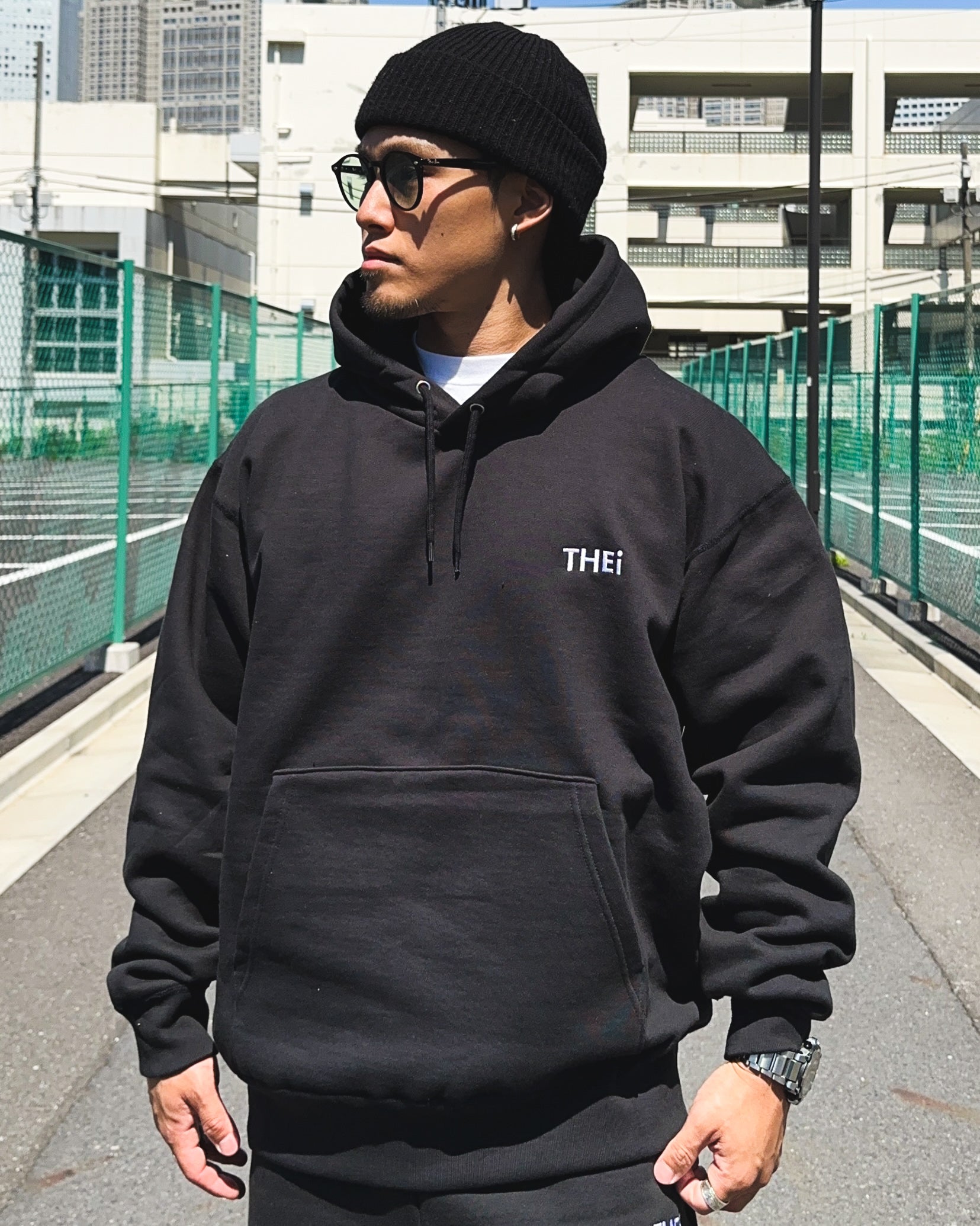 Basic One Point HW Sweat Hoodie - Black