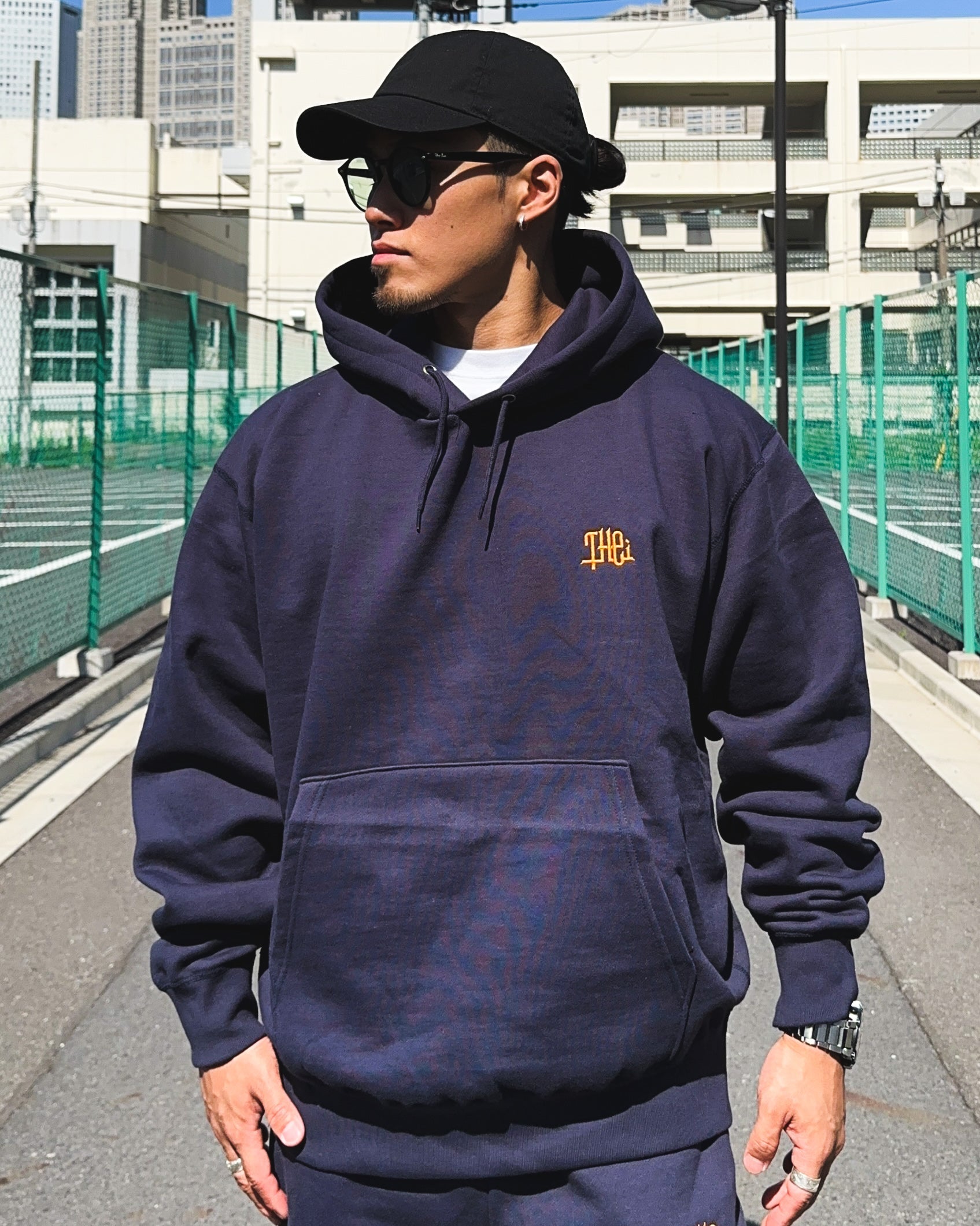 Arabic One Point HW Sweat Hoodie & Pants Setup - Navy