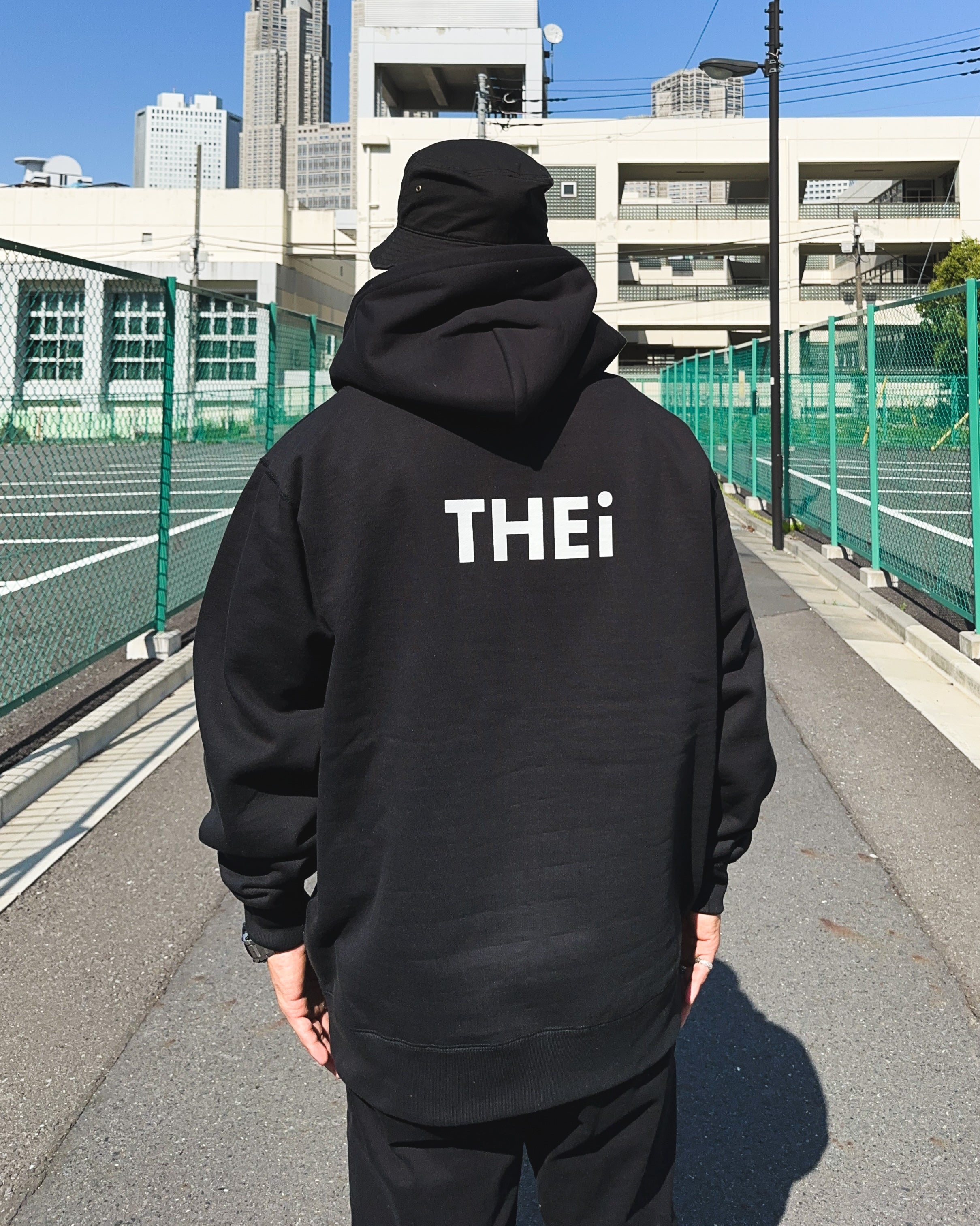 Basic Back Print HW Sweat Zip Hoodie - Black