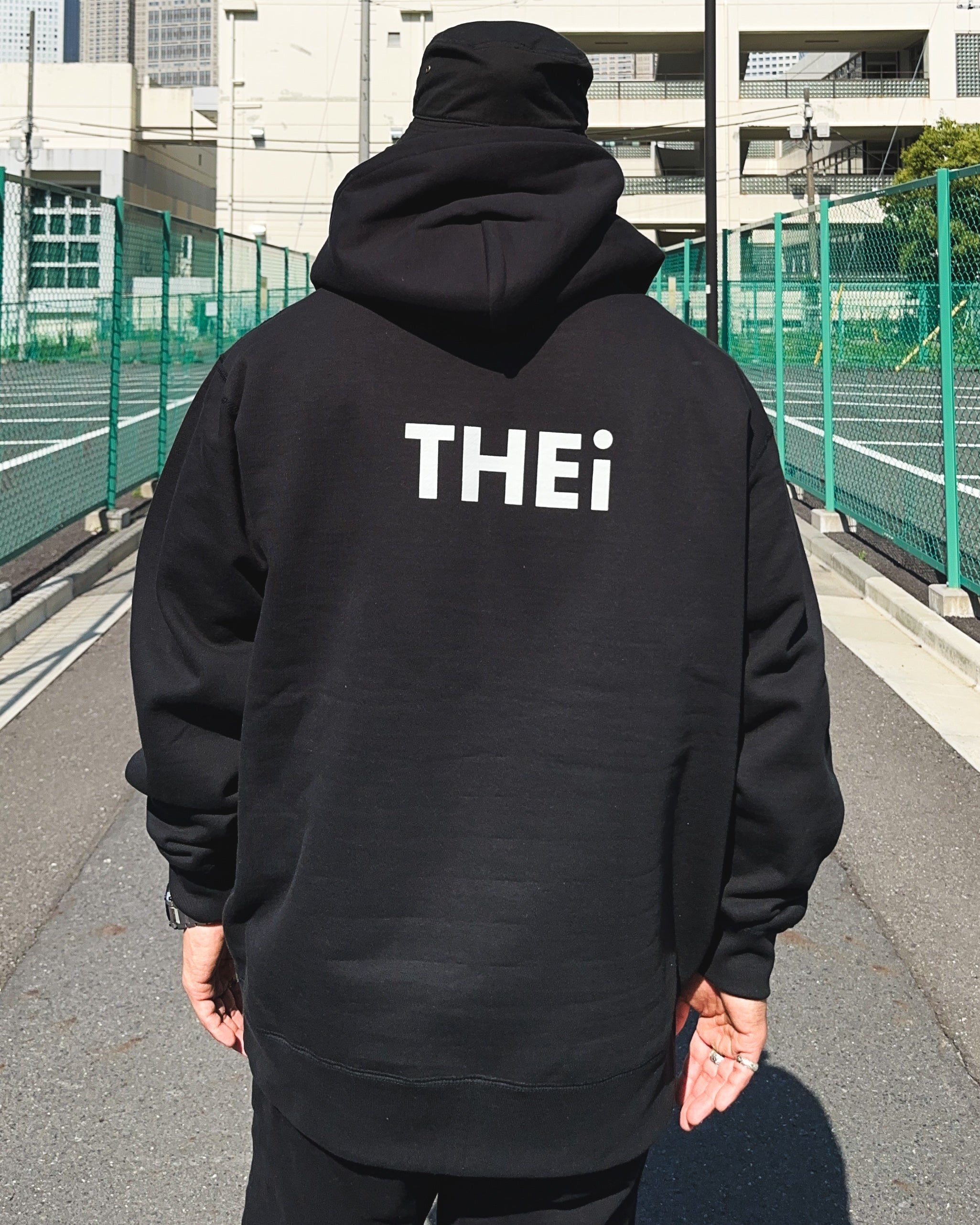 Basic Back Print HW Sweat Zip Hoodie - Black