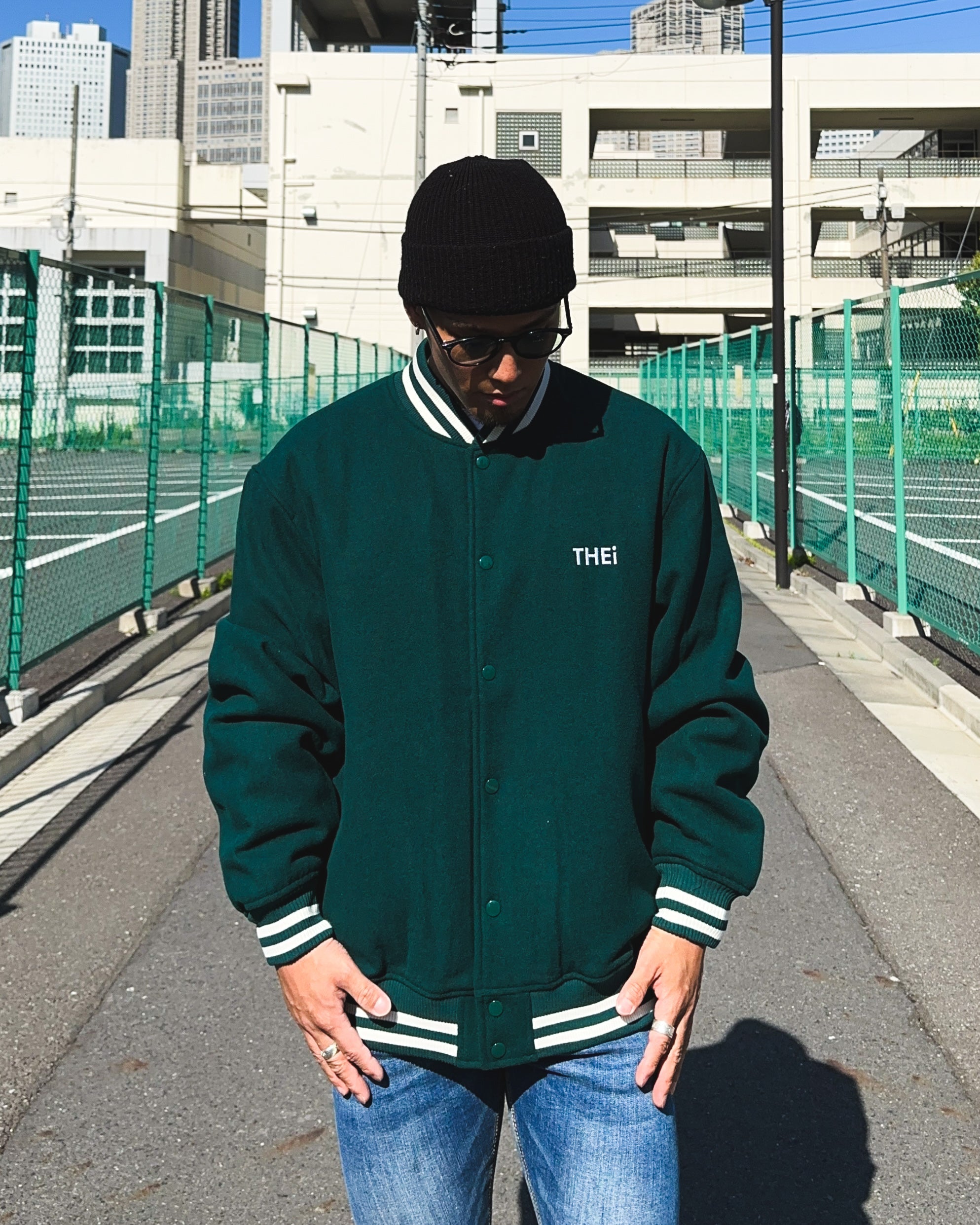 Basic One Point Melton Stadium JKT - Billiard Green