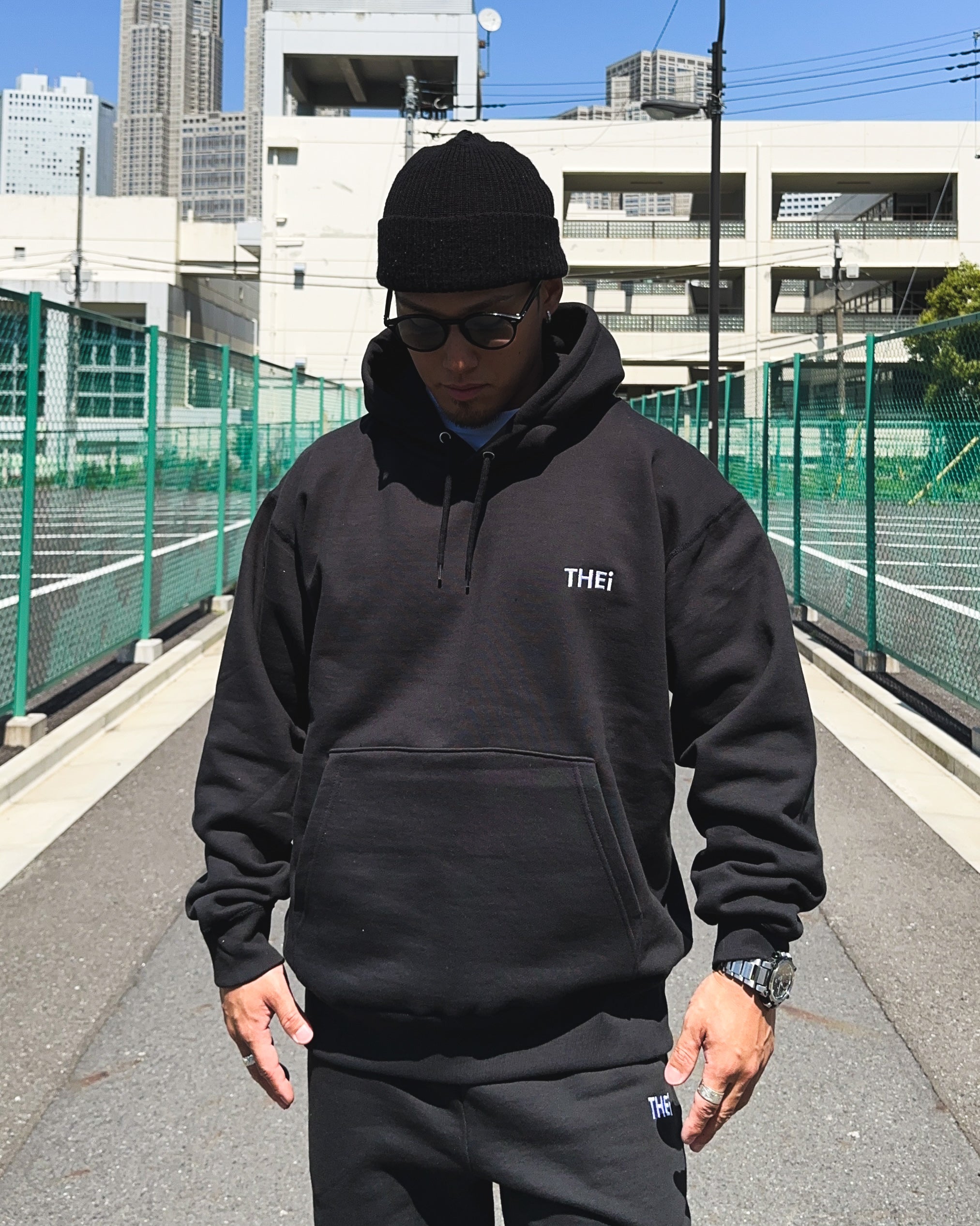 Basic One Point HW Sweat Hoodie - Black