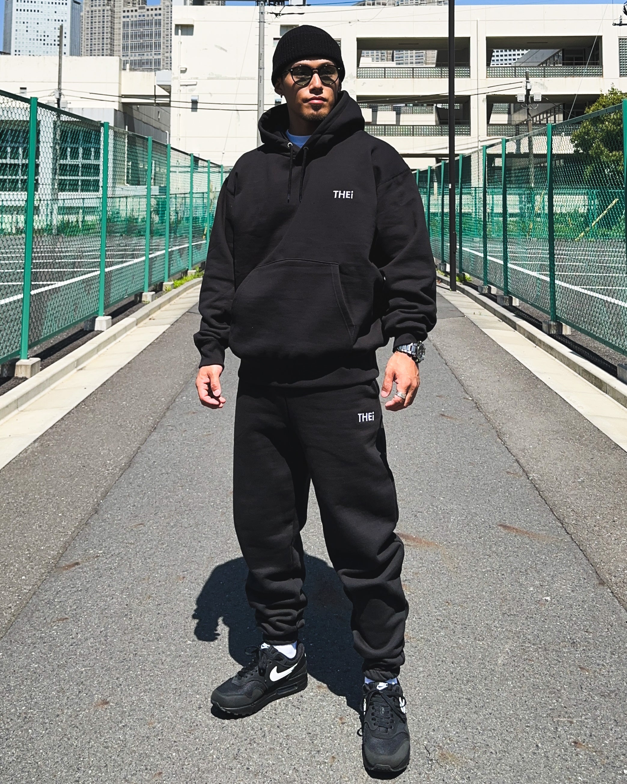 Basic One Point HW Sweat Hoodie & Pants Setup - Black