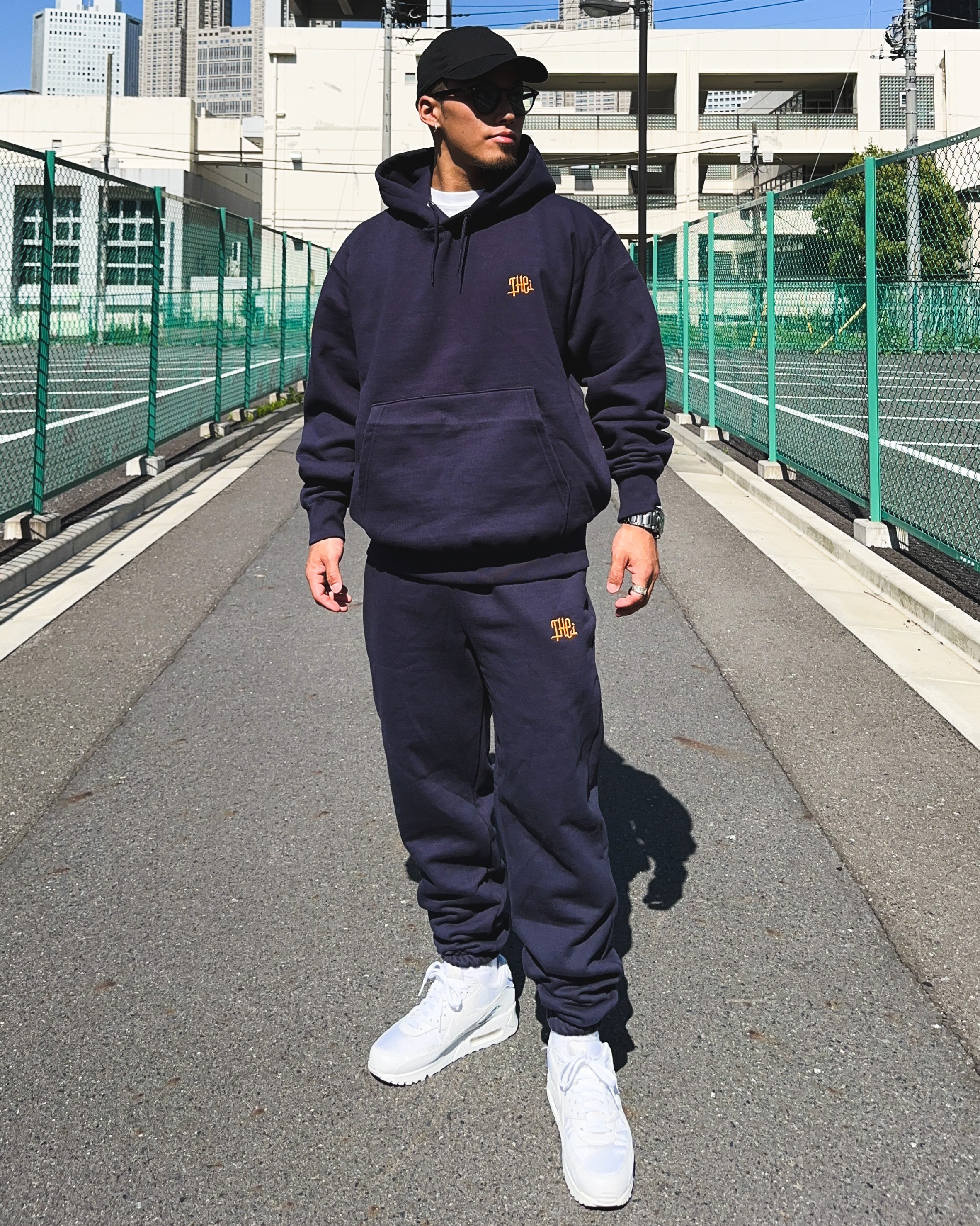 Arabic One Point HW Sweat Hoodie & Pants Setup - Navy