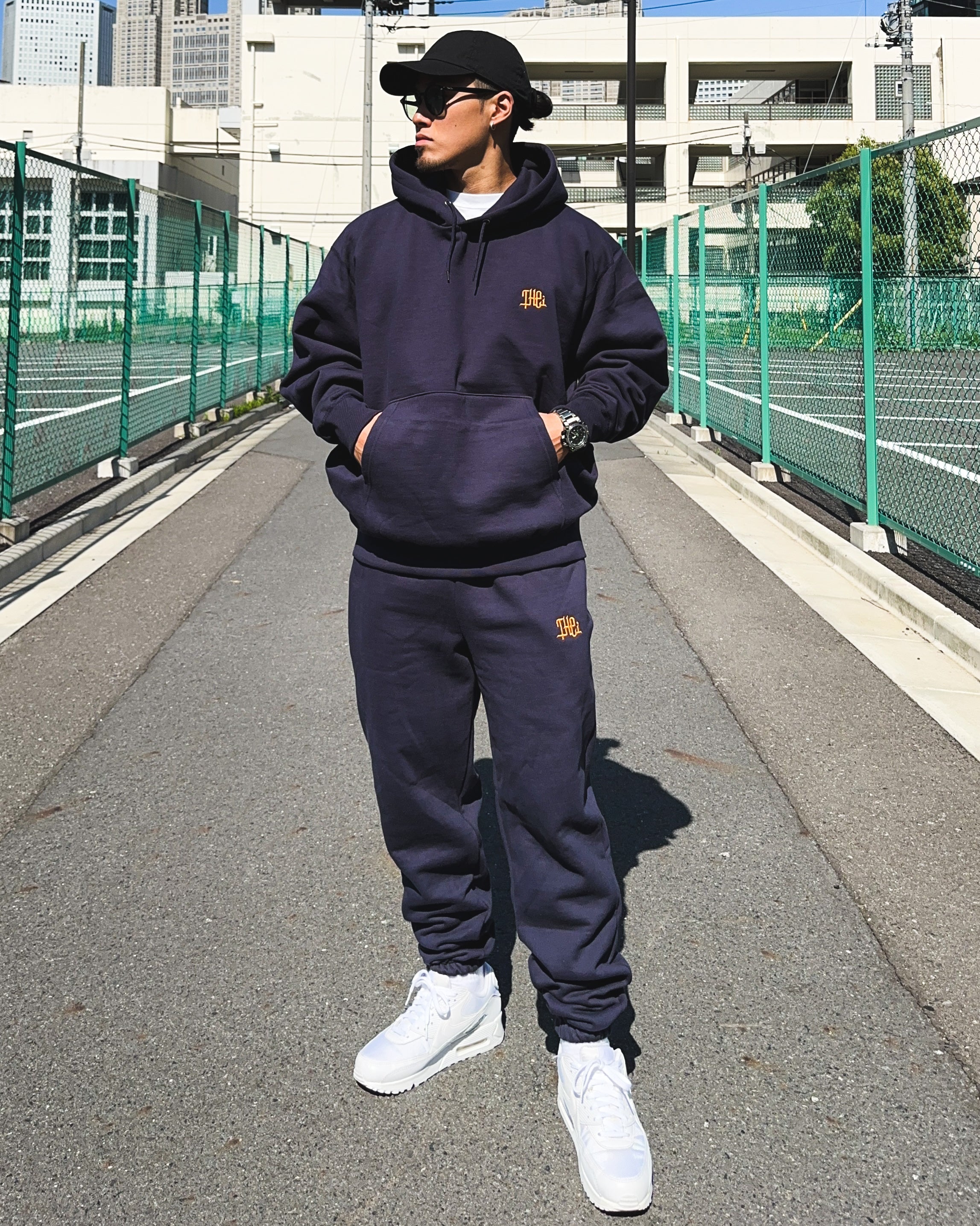 Arabic One Point HW Sweat Hoodie & Pants Setup - Navy