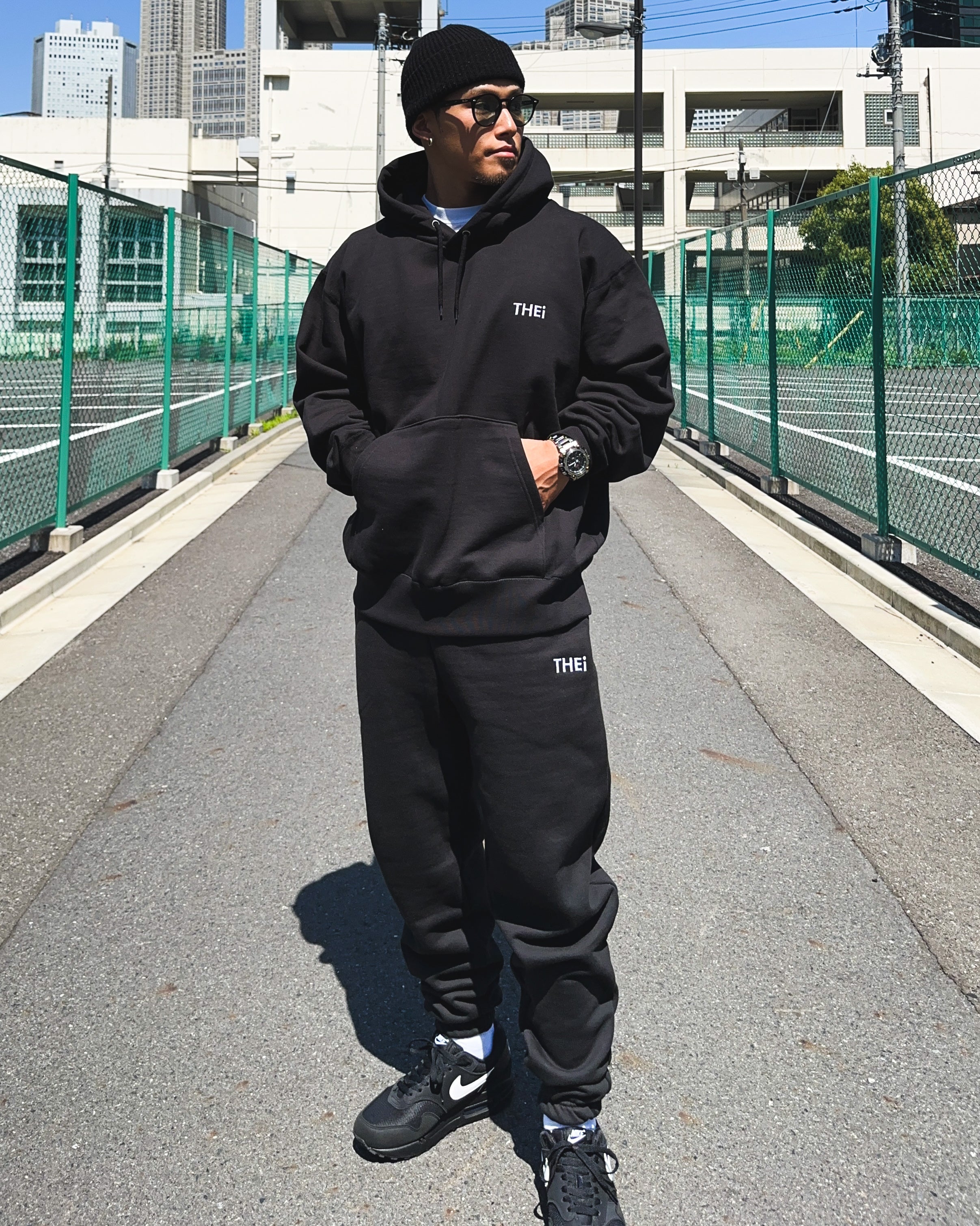Basic One Point HW Sweat Hoodie & Pants Setup - Black