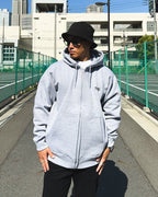 Basic Back Print HW Sweat Zip Hoodie - Gray