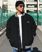 Basic One Point Melton Stadium JKT - Black