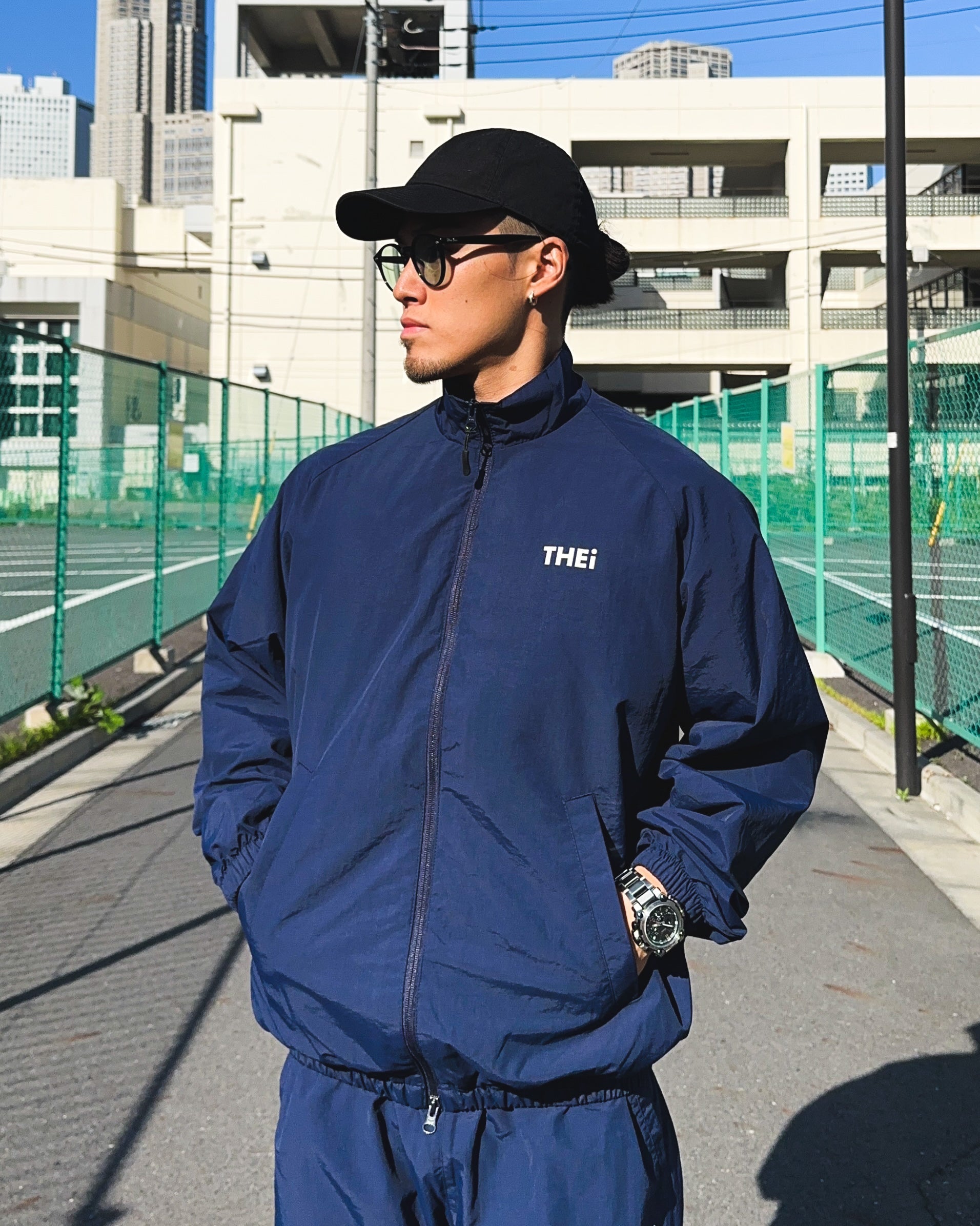 Basic One Point Nylon Track JKT - Navy