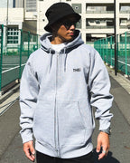 Basic Back Print HW Sweat Zip Hoodie - Gray