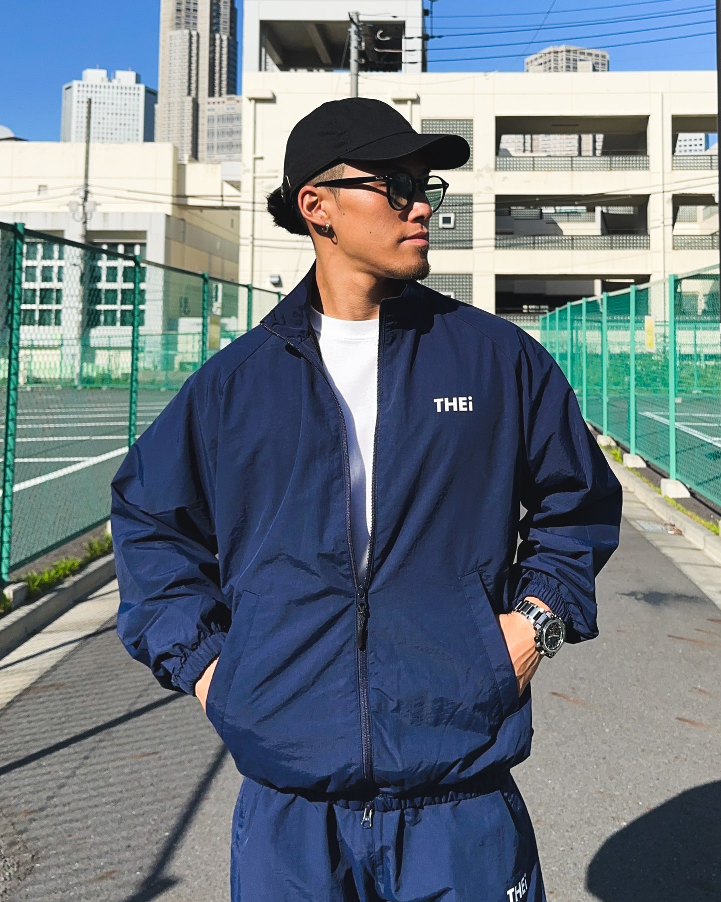 Basic One Point Cotton Like Nylon Track Jacket