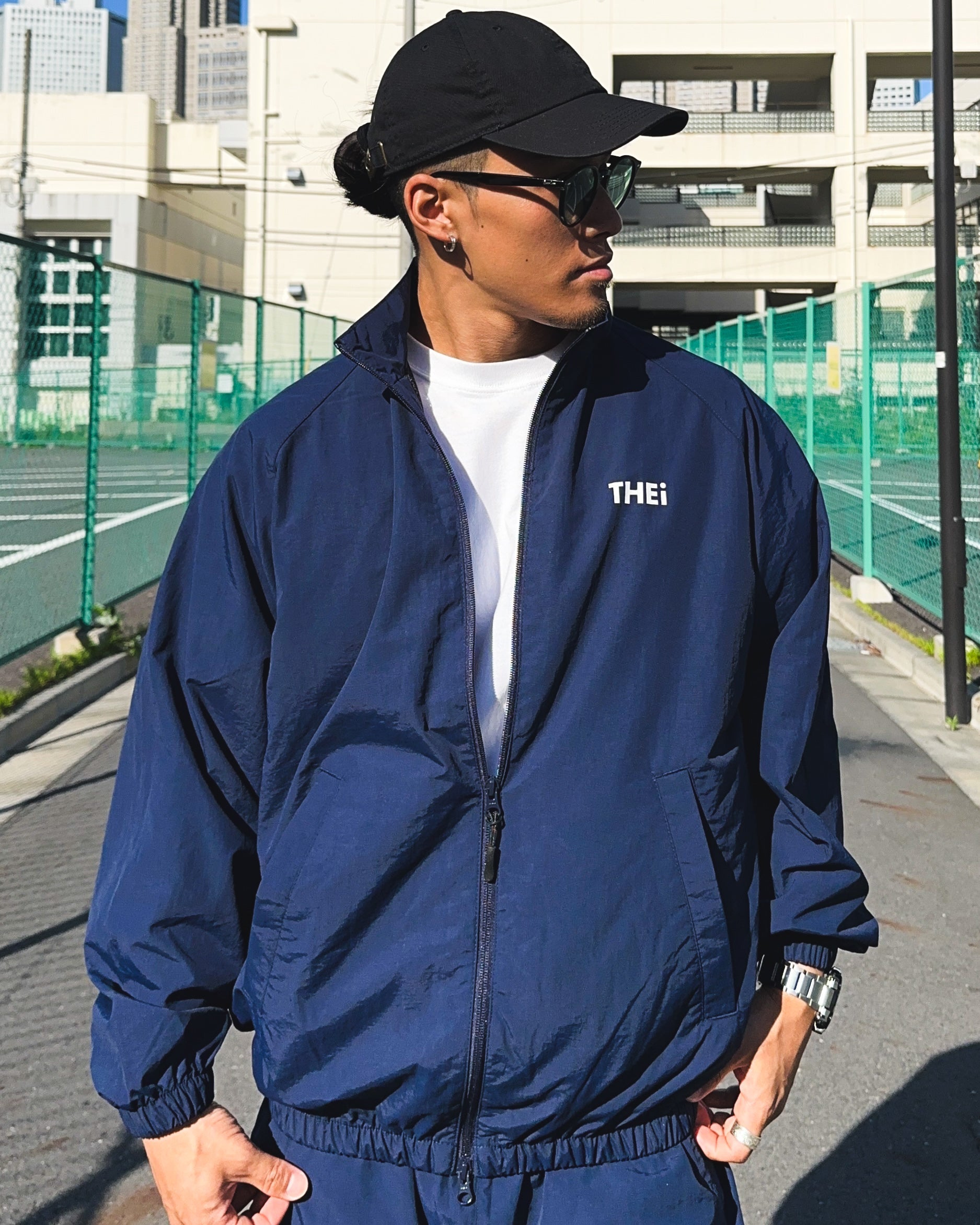 Basic One Point Nylon Track JKT - Navy