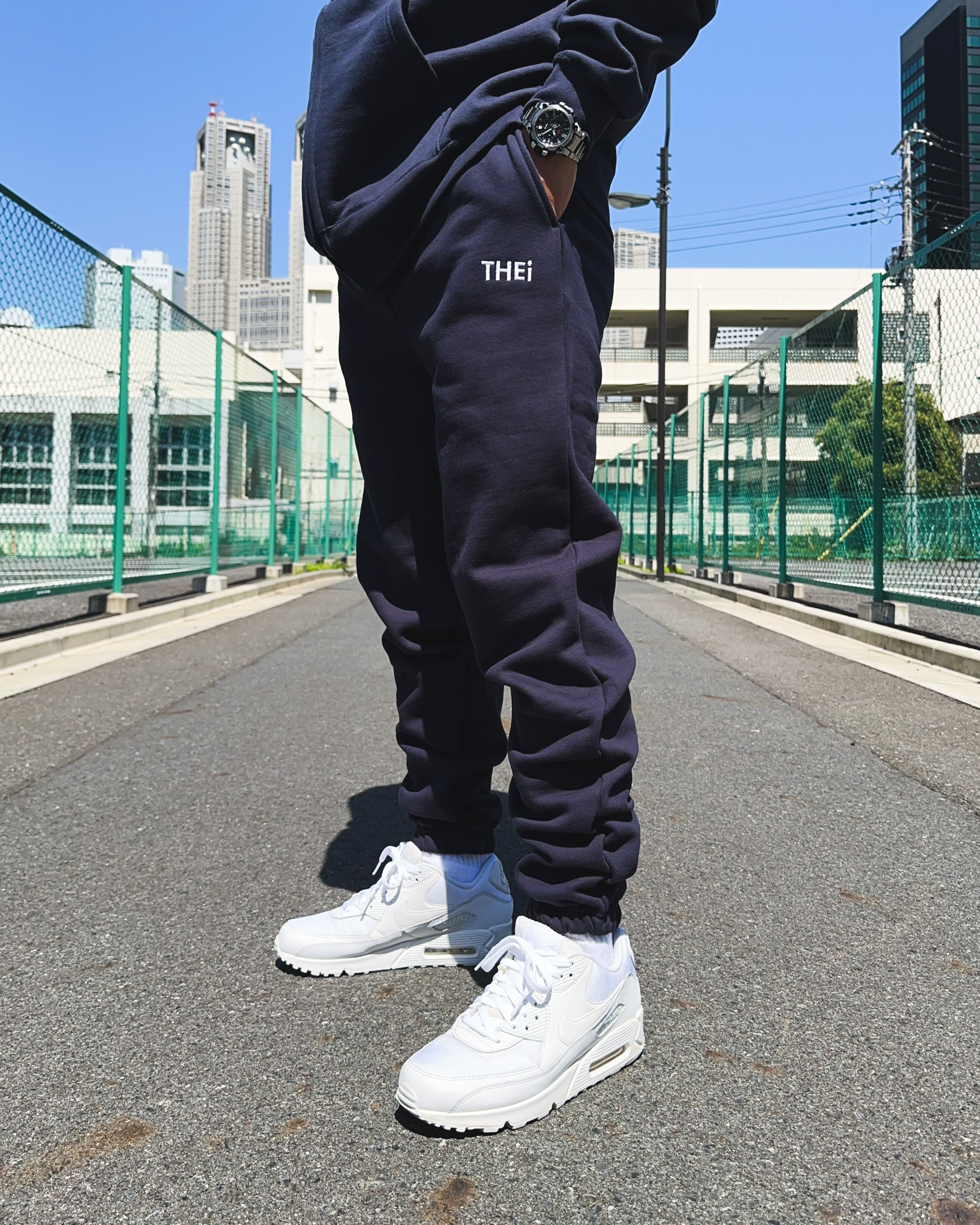 Basic One Point HW Sweat Pants - Navy
