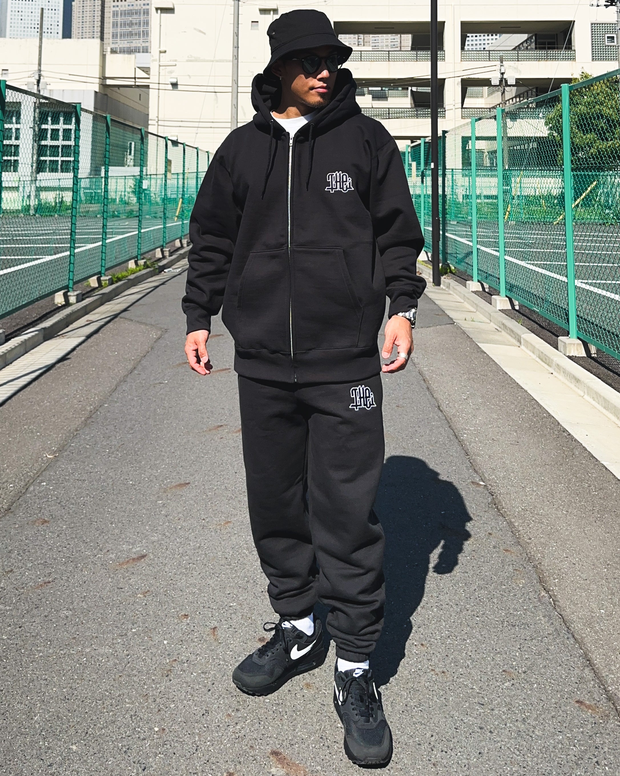 Arabic-Type2 HW Sweat Zip Hoodie & Pants Setup - Black