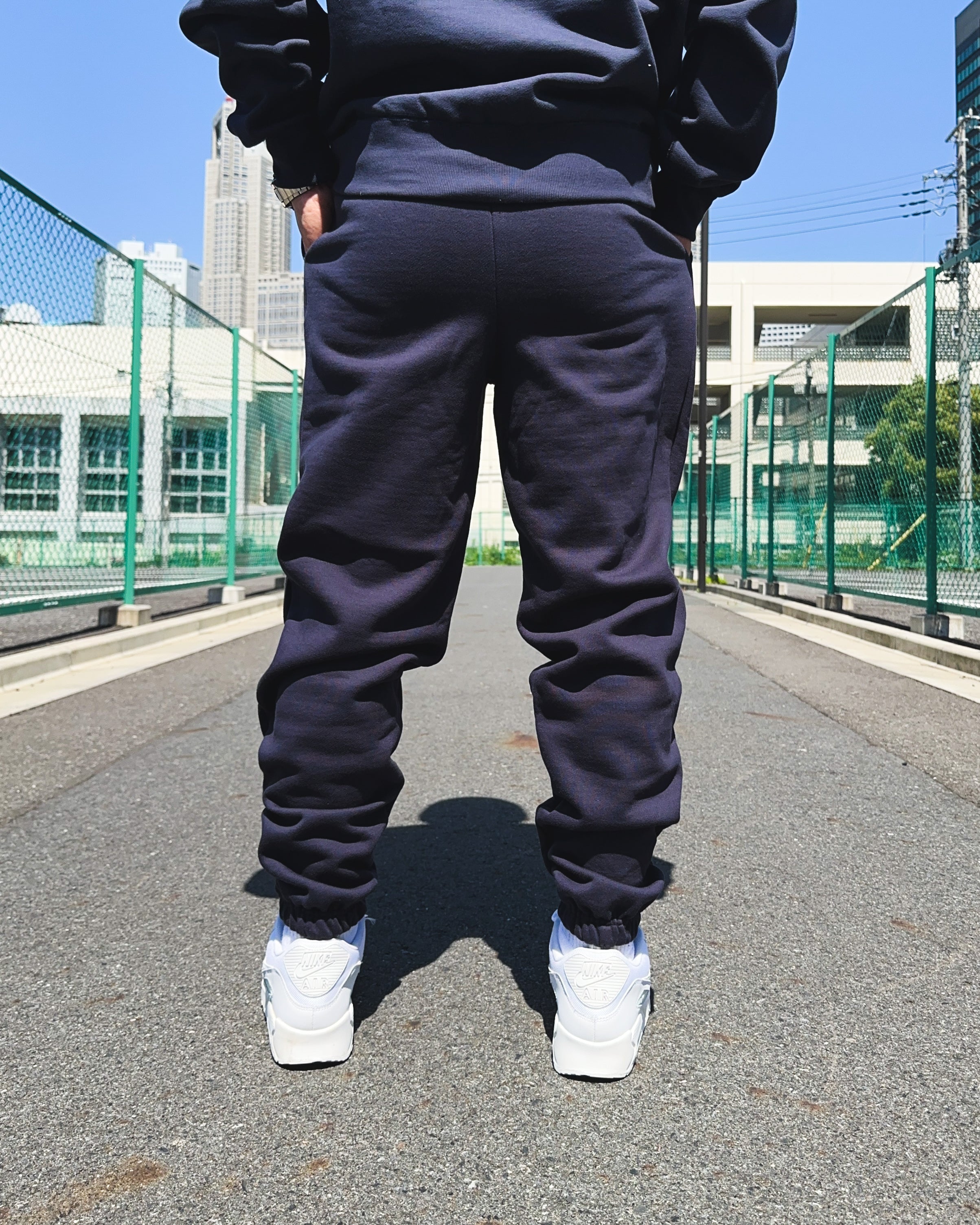 Basic One Point HW Sweat Pants - Navy