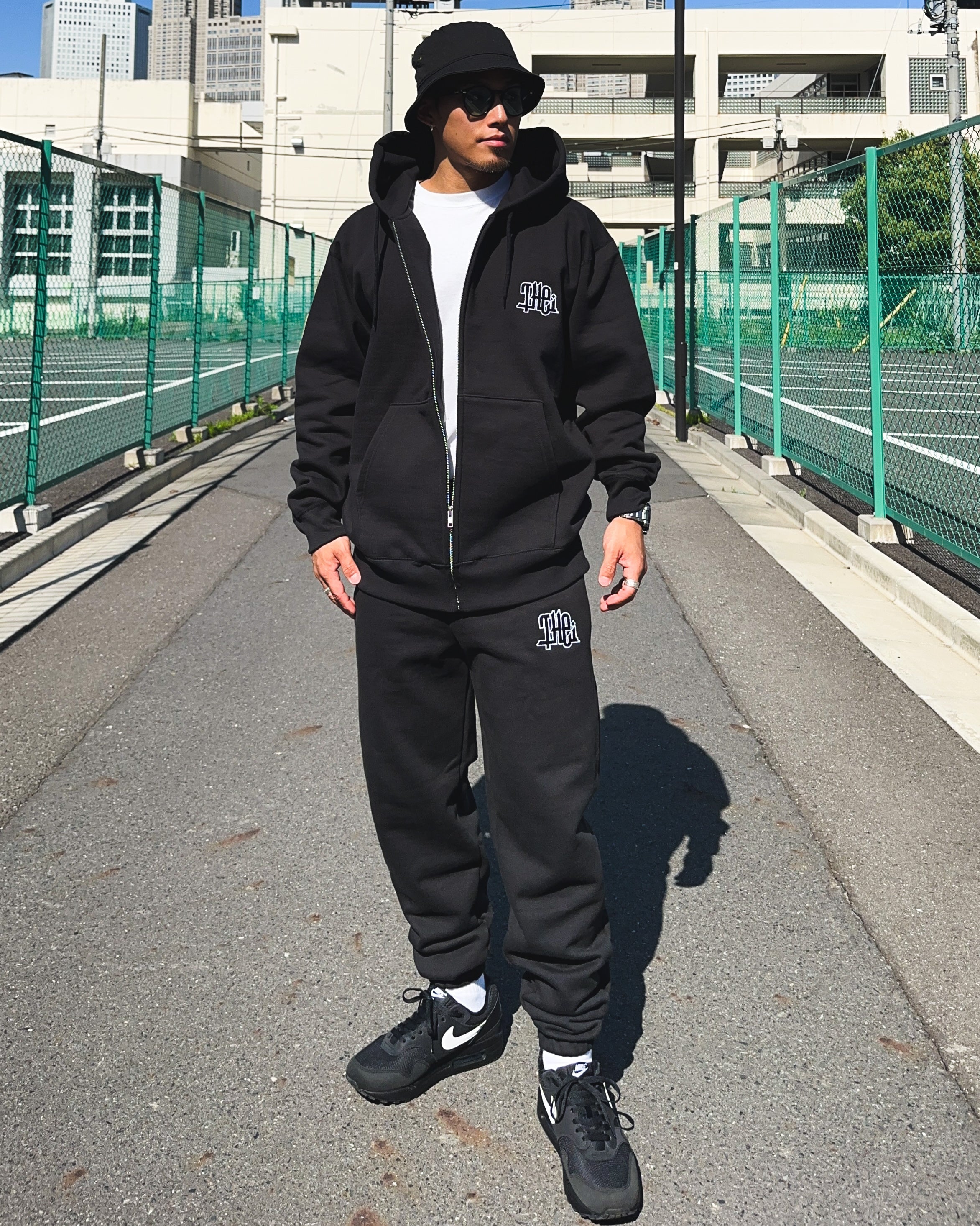 Arabic-Type2 HW Sweat Zip Hoodie & Pants Setup - Black