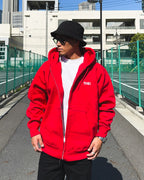 Basic Back Print HW Sweat Zip Hoodie - Red