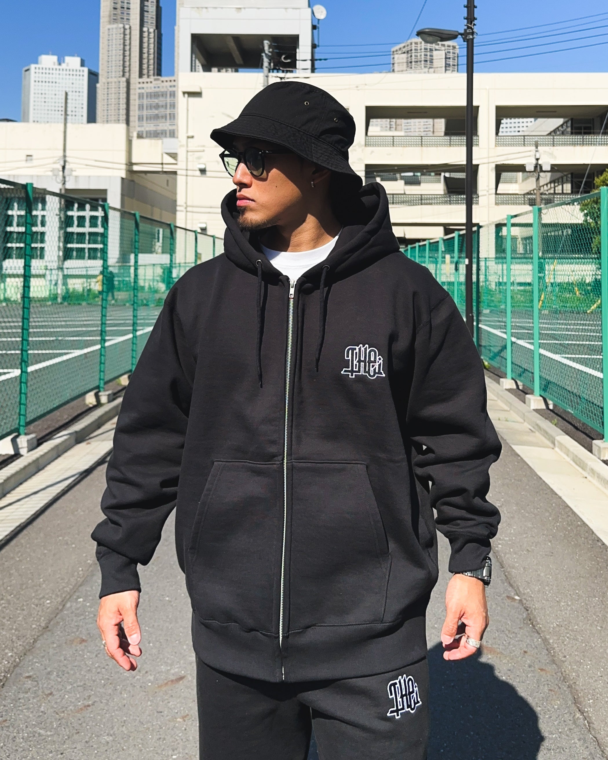 Arabic-Type2 HW Sweat Zip Hoodie & Pants Setup - Black