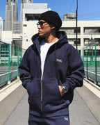 Basic One Point HW Sweat Zip Hoodie - Navy