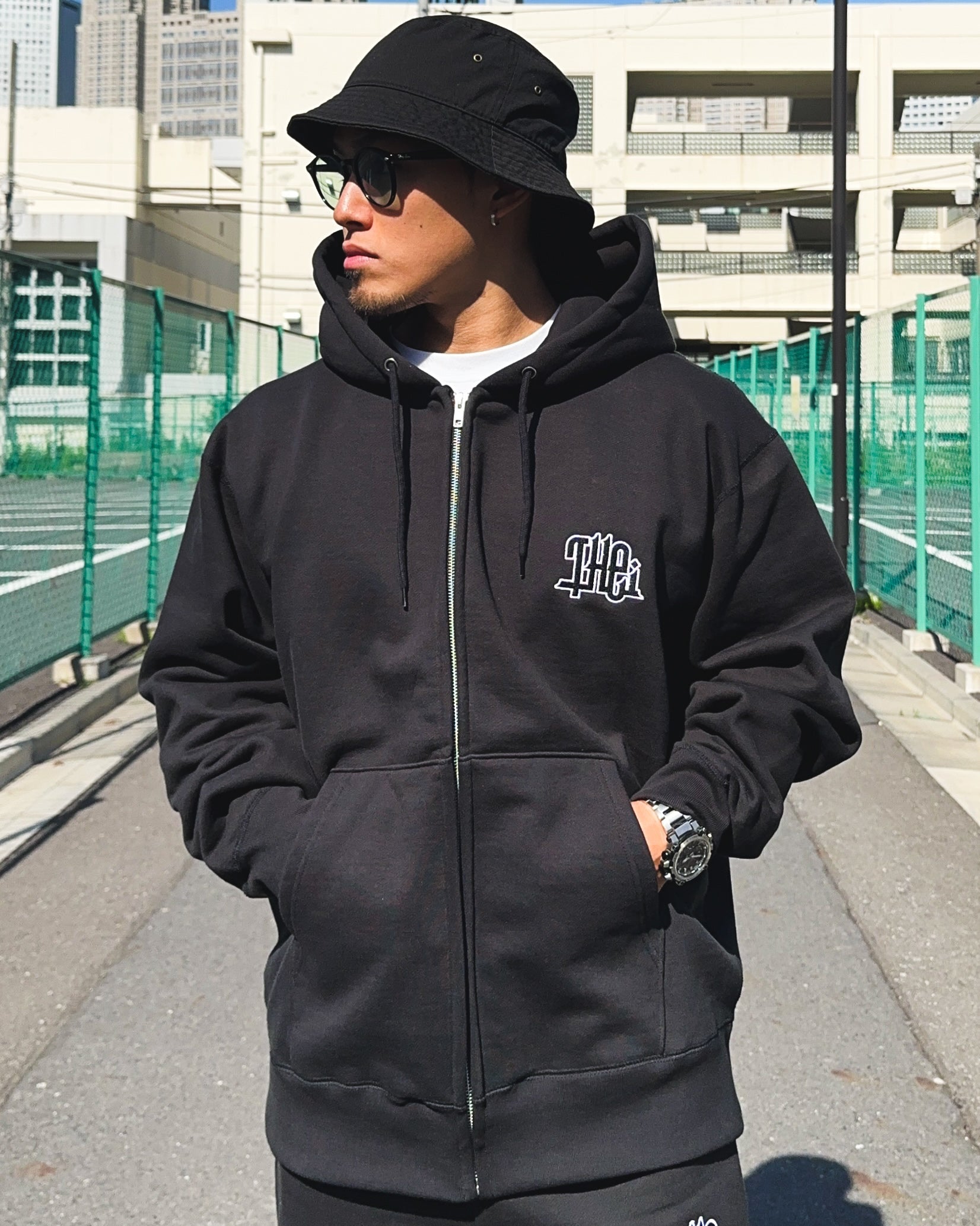 Arabic-Type2 HW Sweat Zip Hoodie & Pants Setup - Black