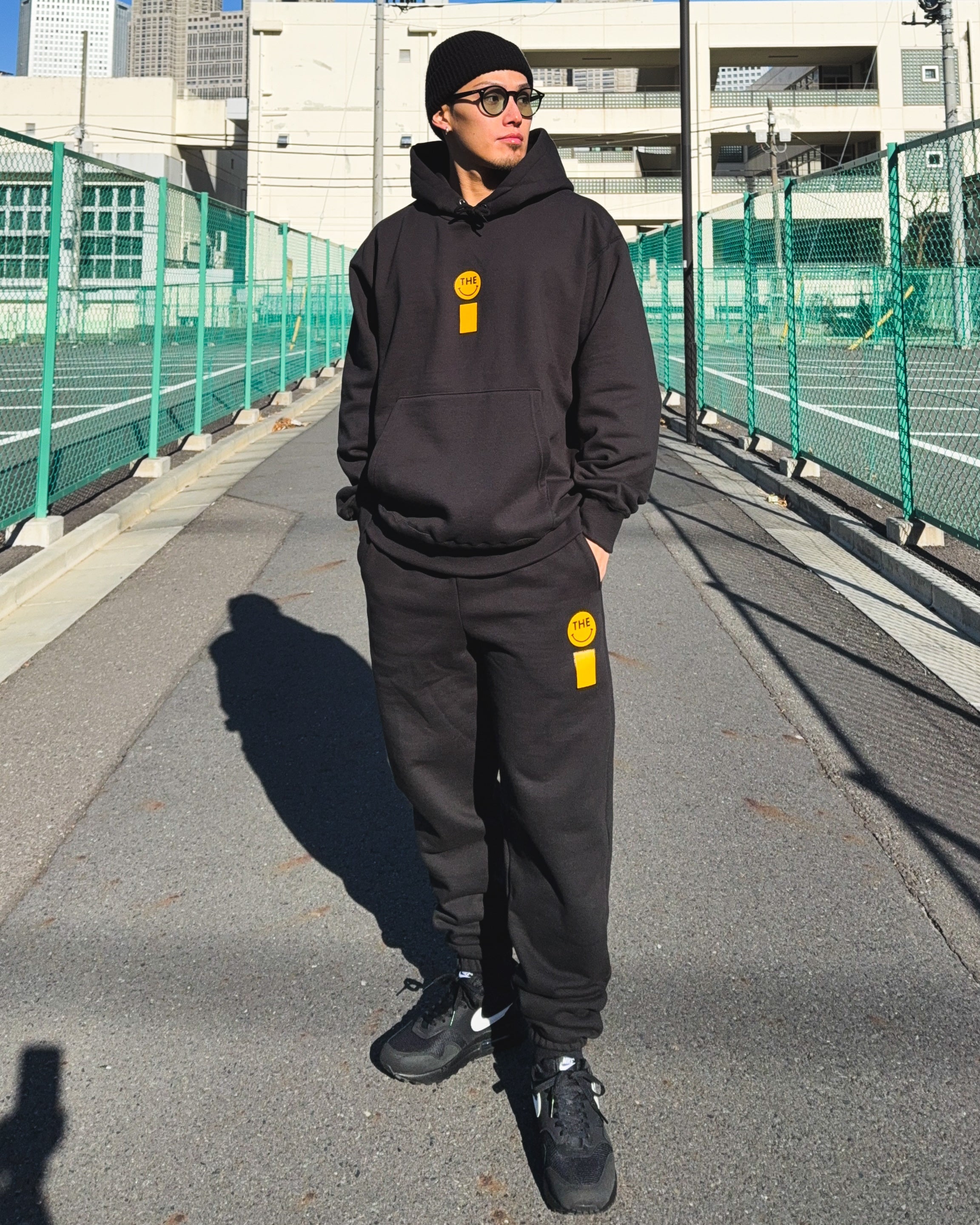 Smiley HW Sweat Hoodie & Pants Setup - Black