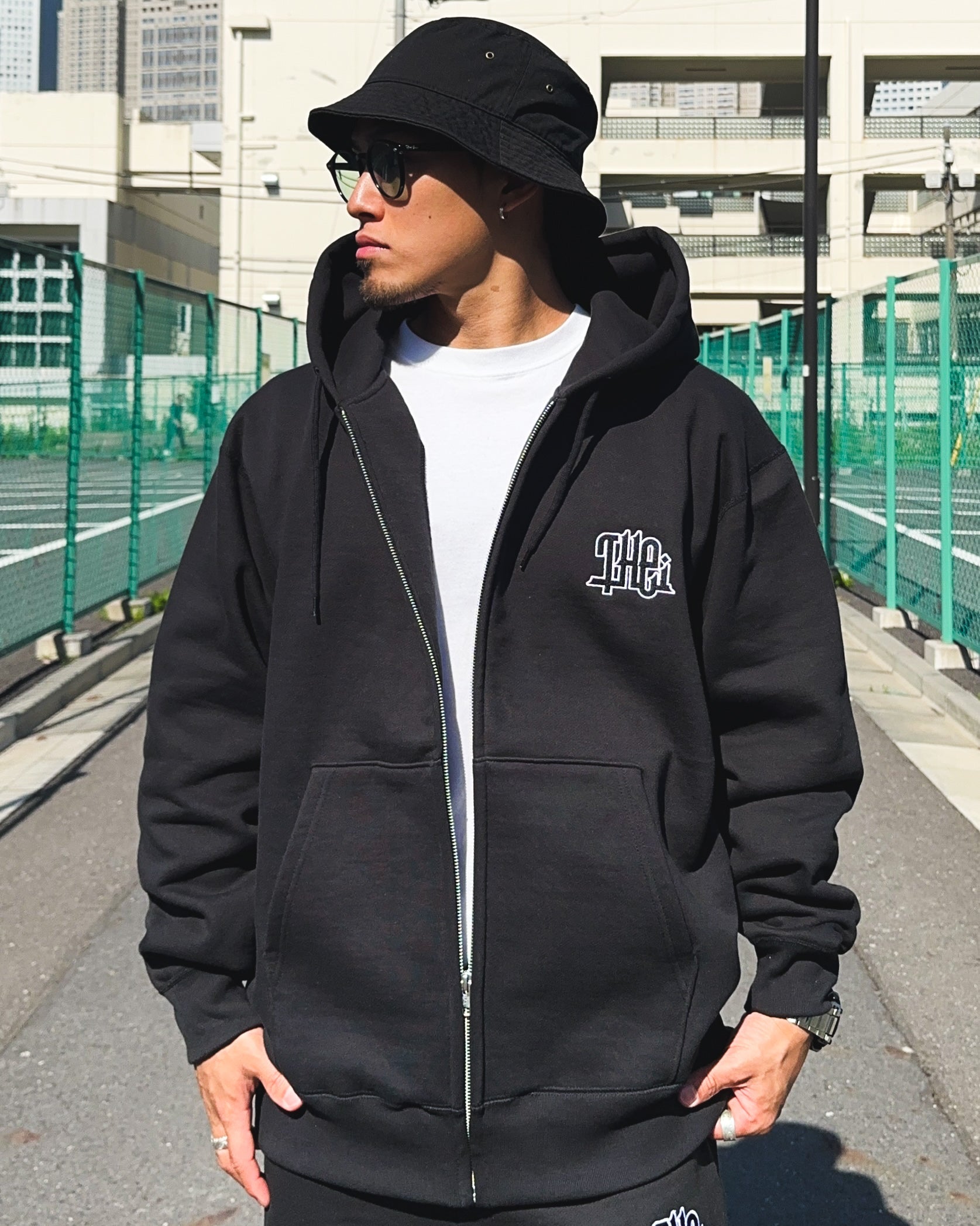 Arabic-Type2 HW Sweat Zip Hoodie & Pants Setup - Black
