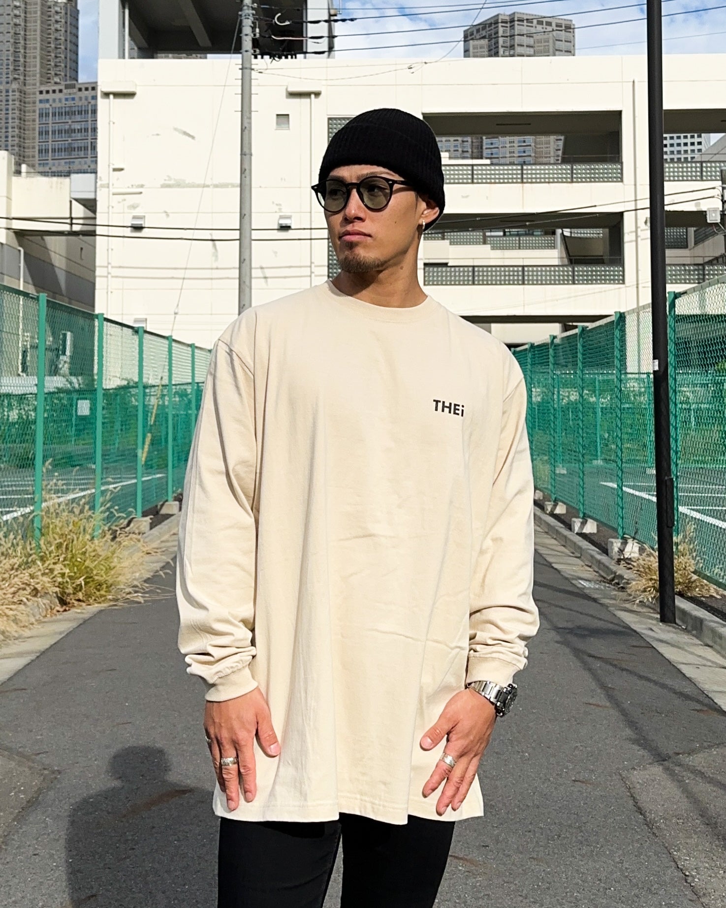 Basic One Point L/S Tee - Beige