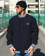 Basic One Point Melton Stadium JKT - Navy