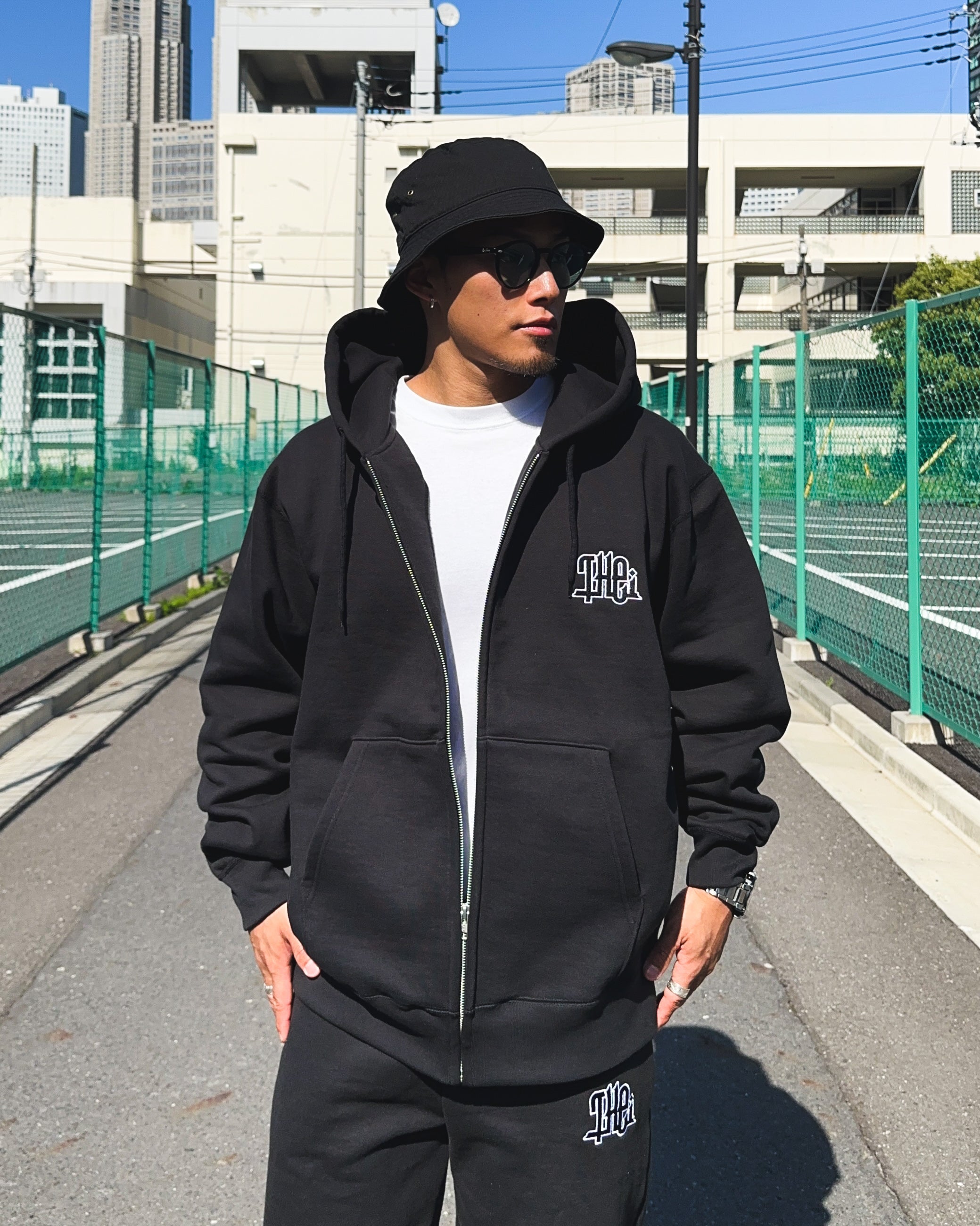Arabic-Type2 HW Sweat Zip Hoodie & Pants Setup - Black