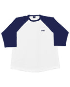 Basic One Point Raglan 3/4 Tee - White / Navy