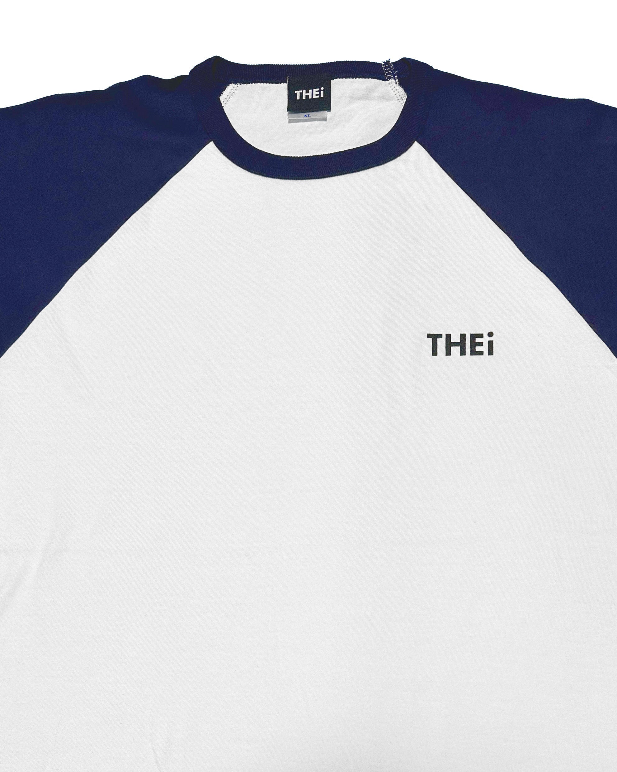 Basic One Point Raglan 3/4 Tee - White / Navy