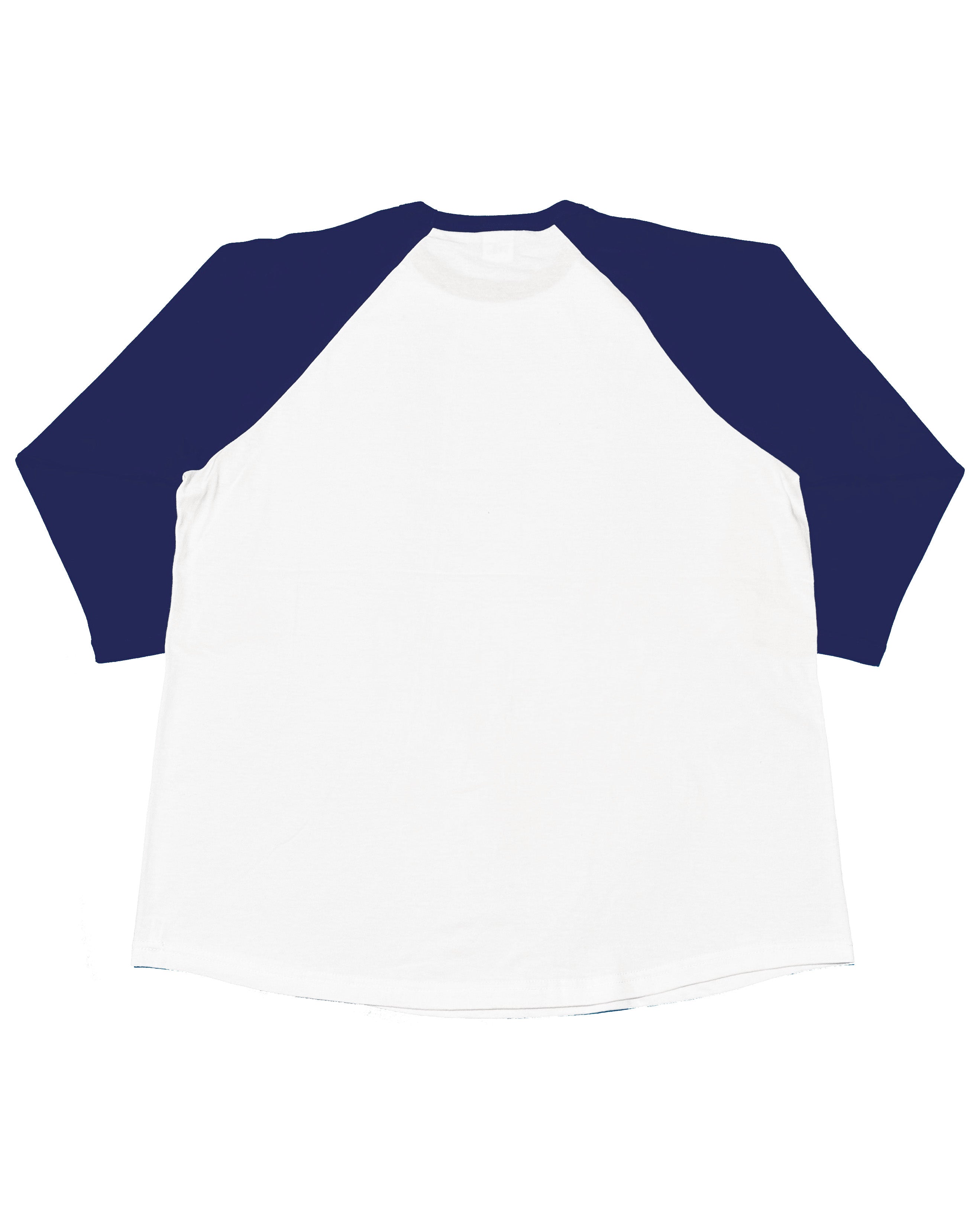 Basic One Point Raglan 3/4 Tee - White / Navy
