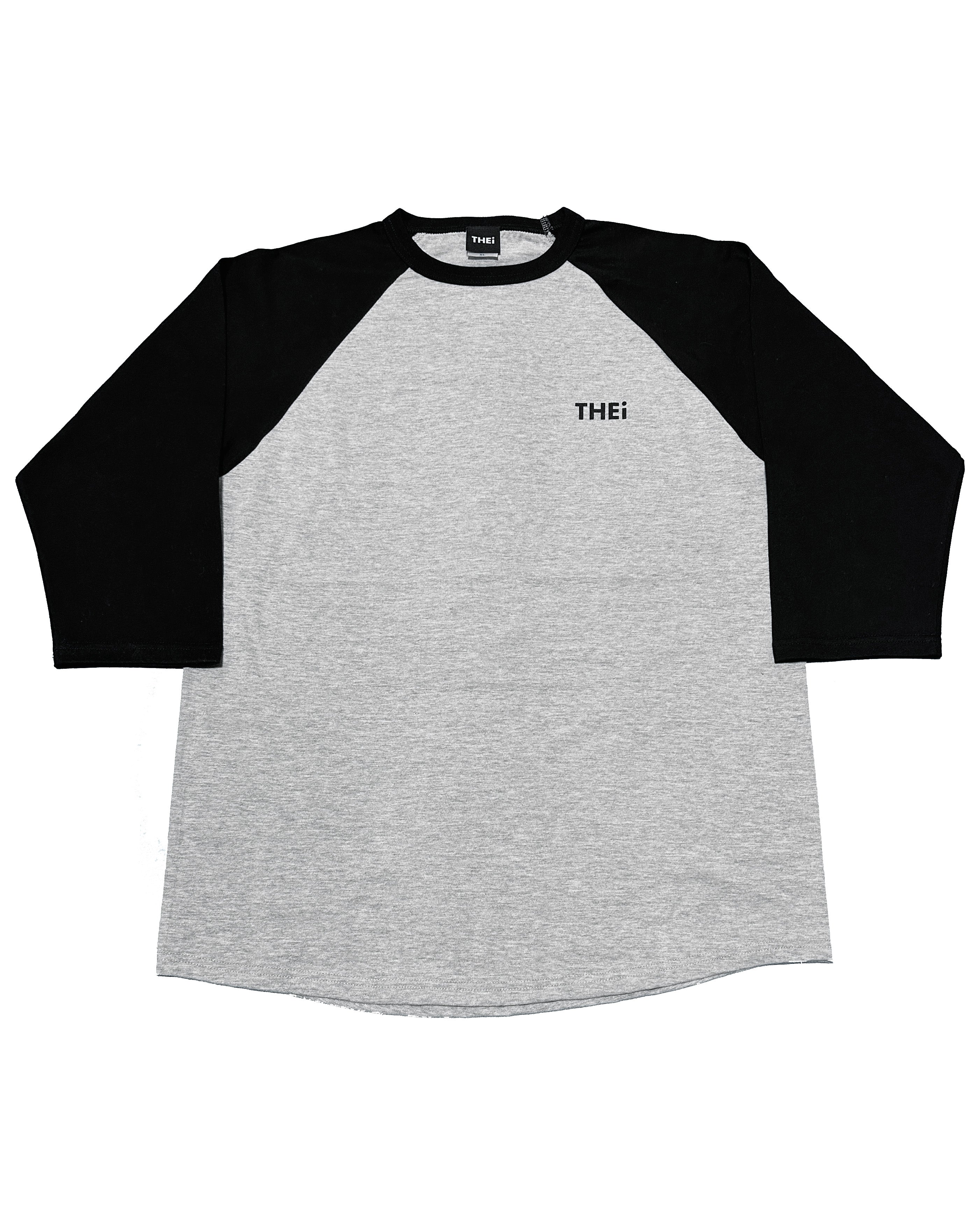 Basic One Point Raglan 3/4 Tee - Gray / Black