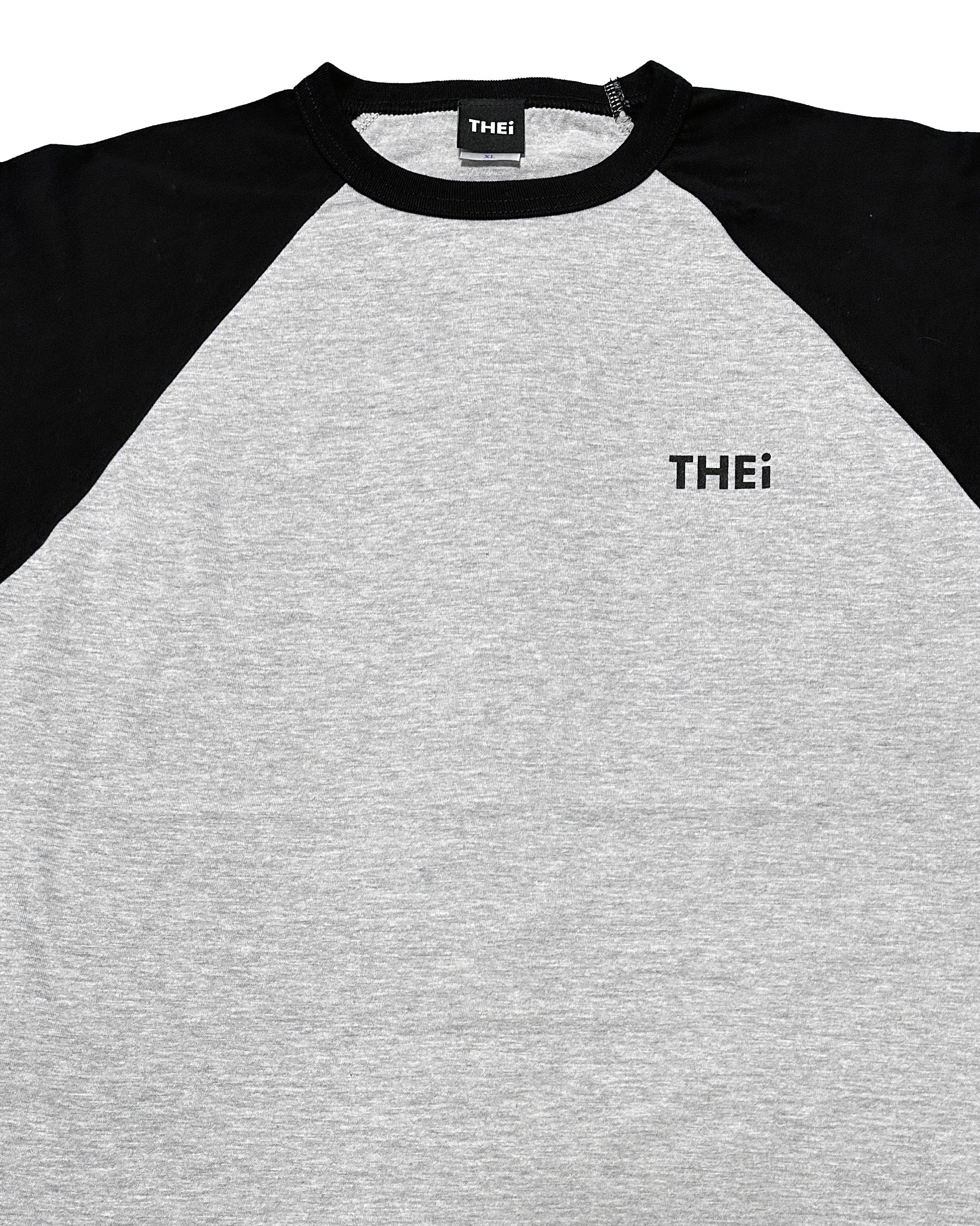 Basic One Point Raglan 3/4 Tee - Gray / Black