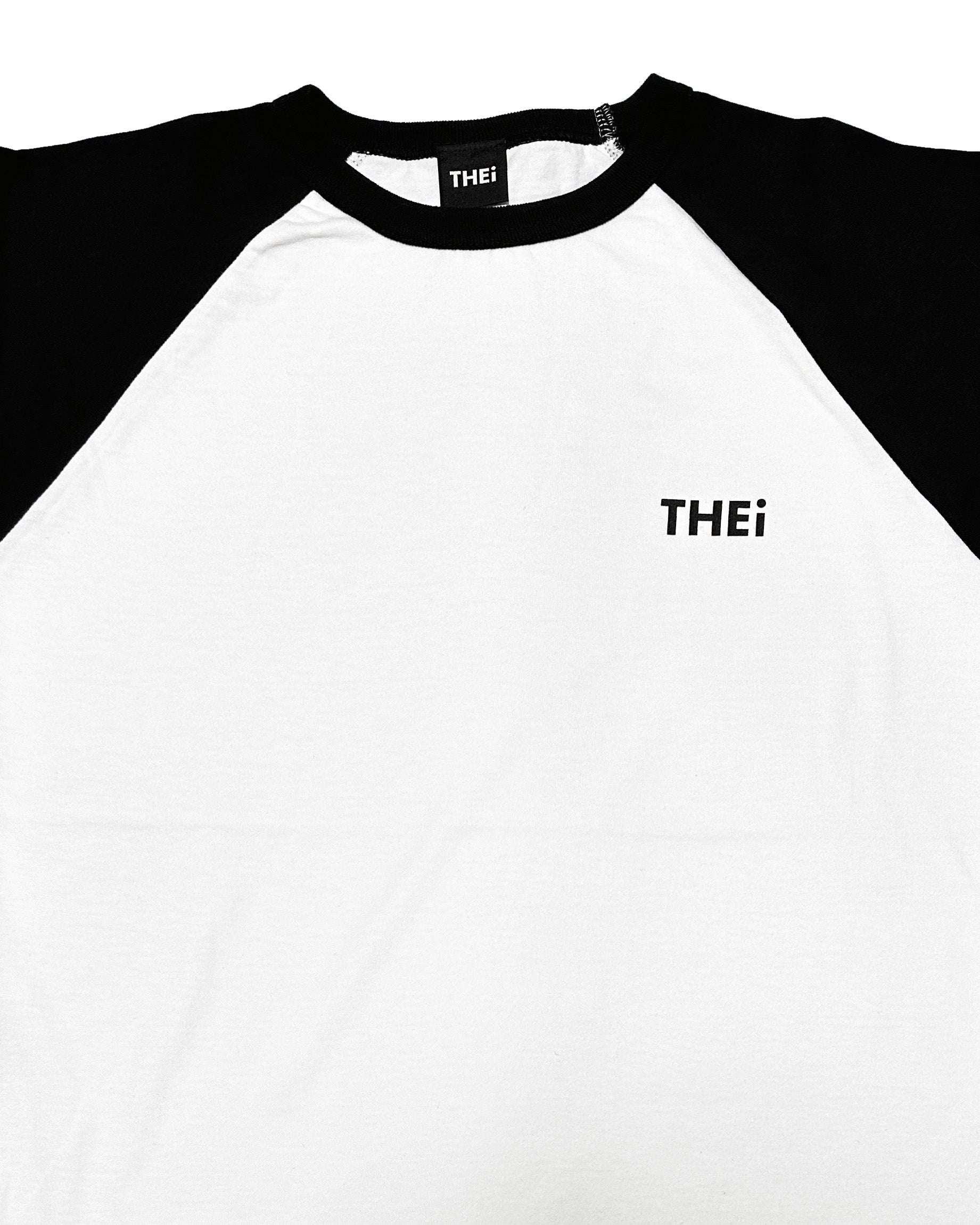 Basic One Point Raglan 3/4 Tee - White / Black