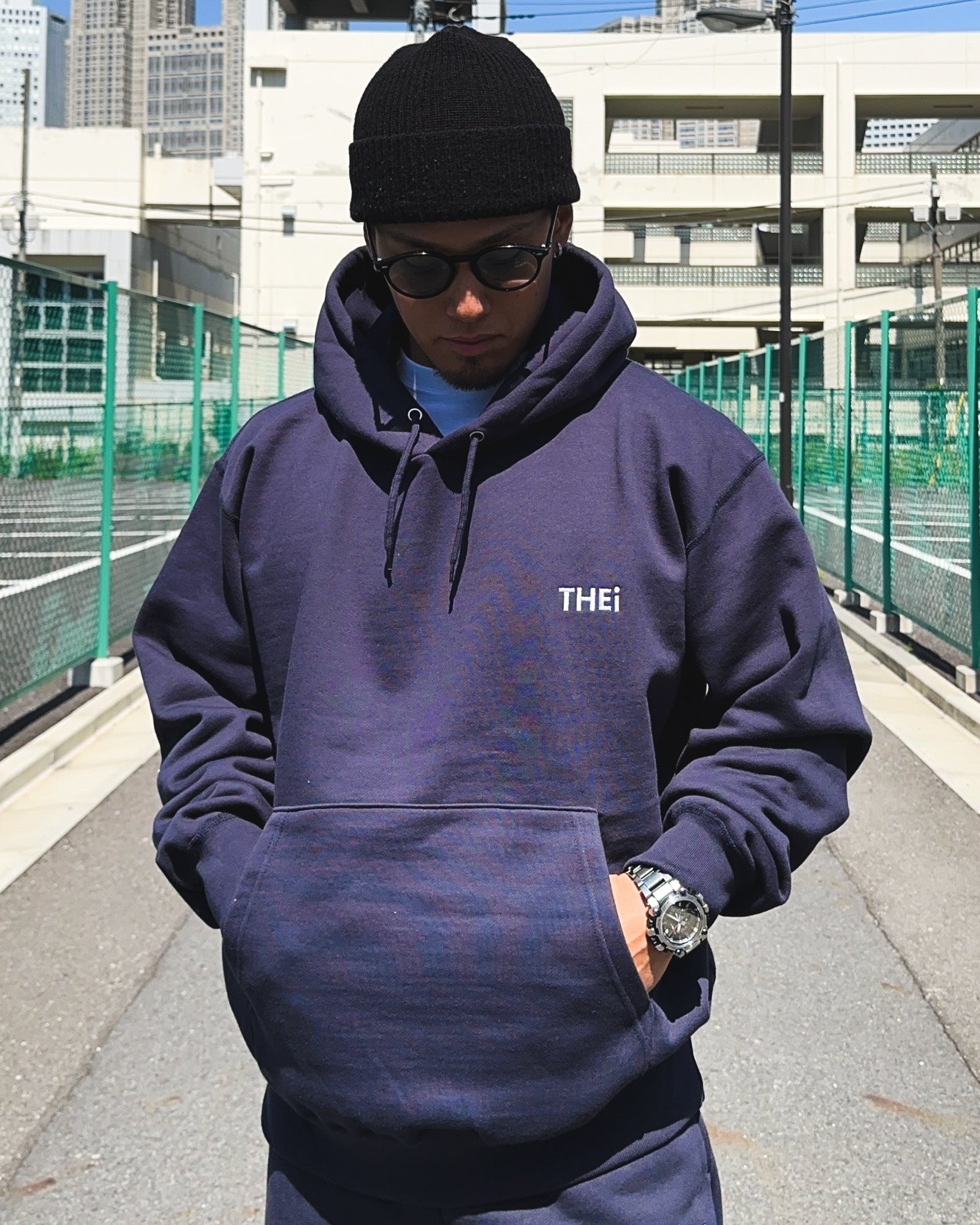 Basic One Point HW Sweat Hoodie - Navy
