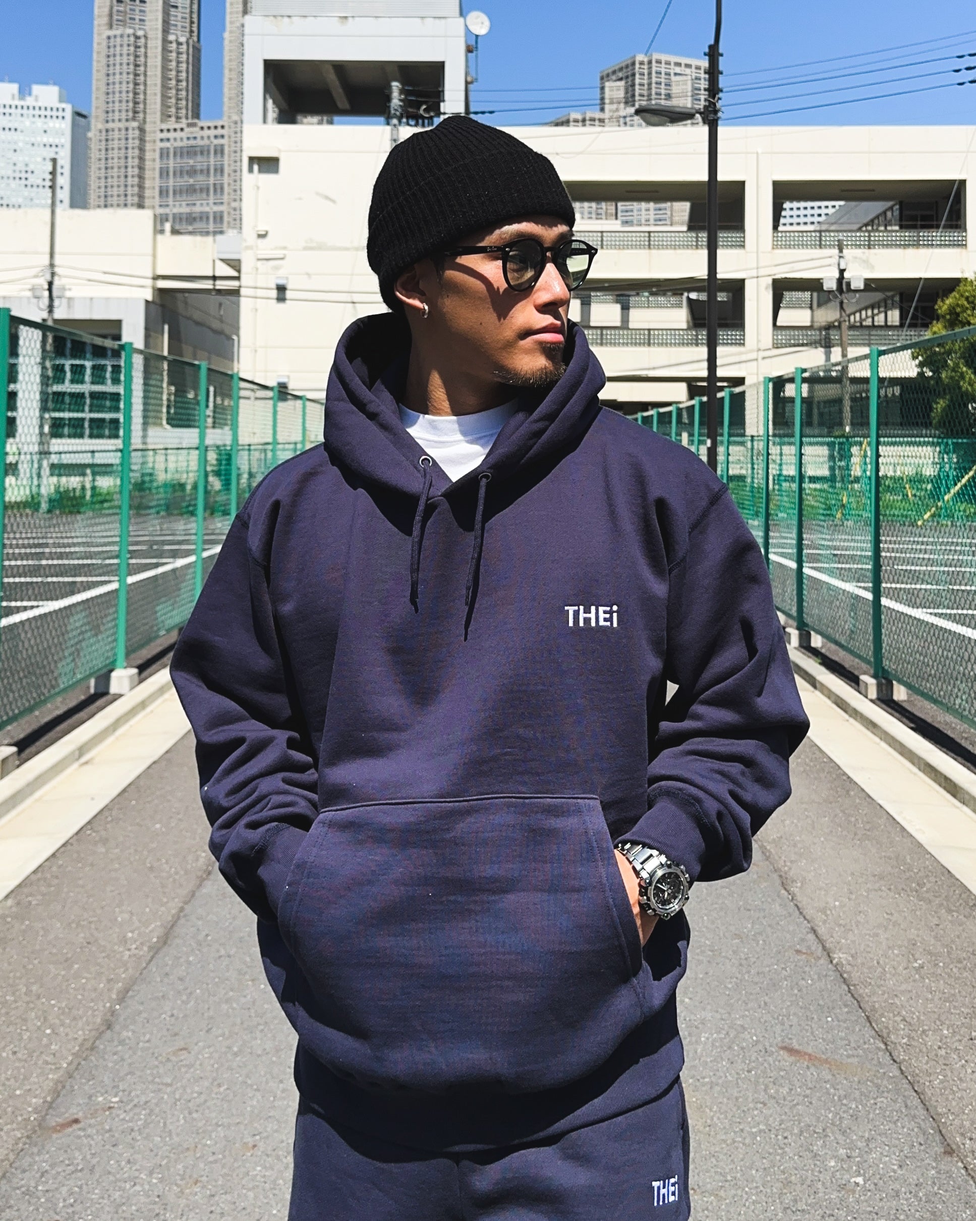 Basic One Point HW Sweat Hoodie - Navy