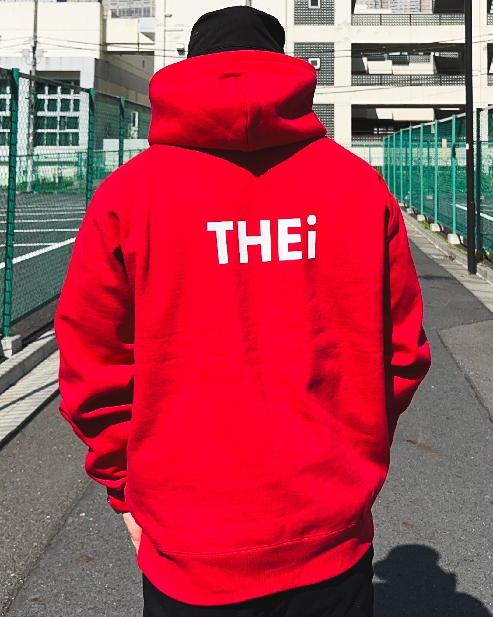 Basic Back Print HW Sweat Zip Hoodie - Red