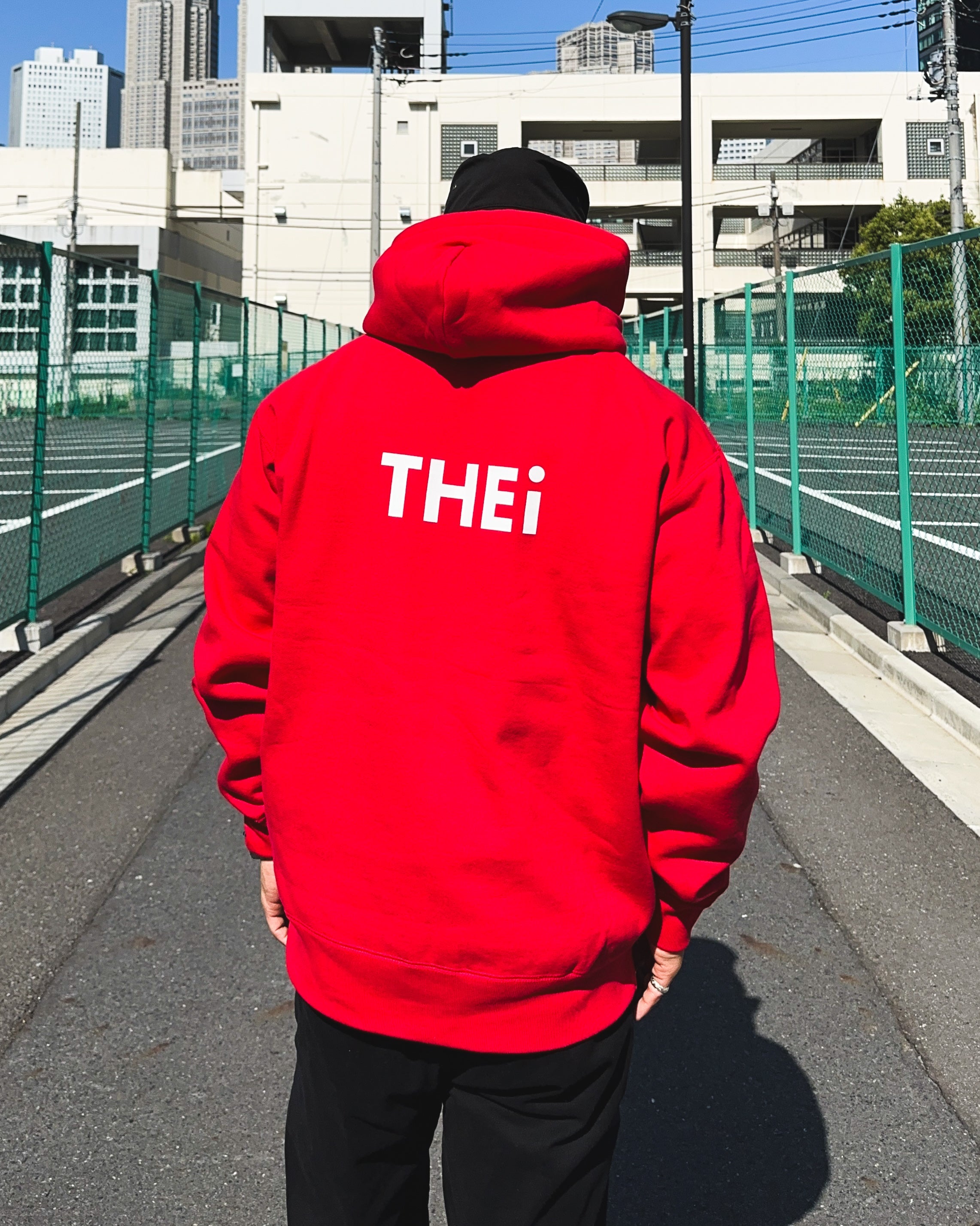 Basic Back Print HW Sweat Zip Hoodie - Red