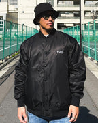 Basic One Point Nylon Stadium JKT - Black