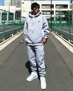 Basic One Point HW Sweat Zip Hoodie & Pants Setup - Gray