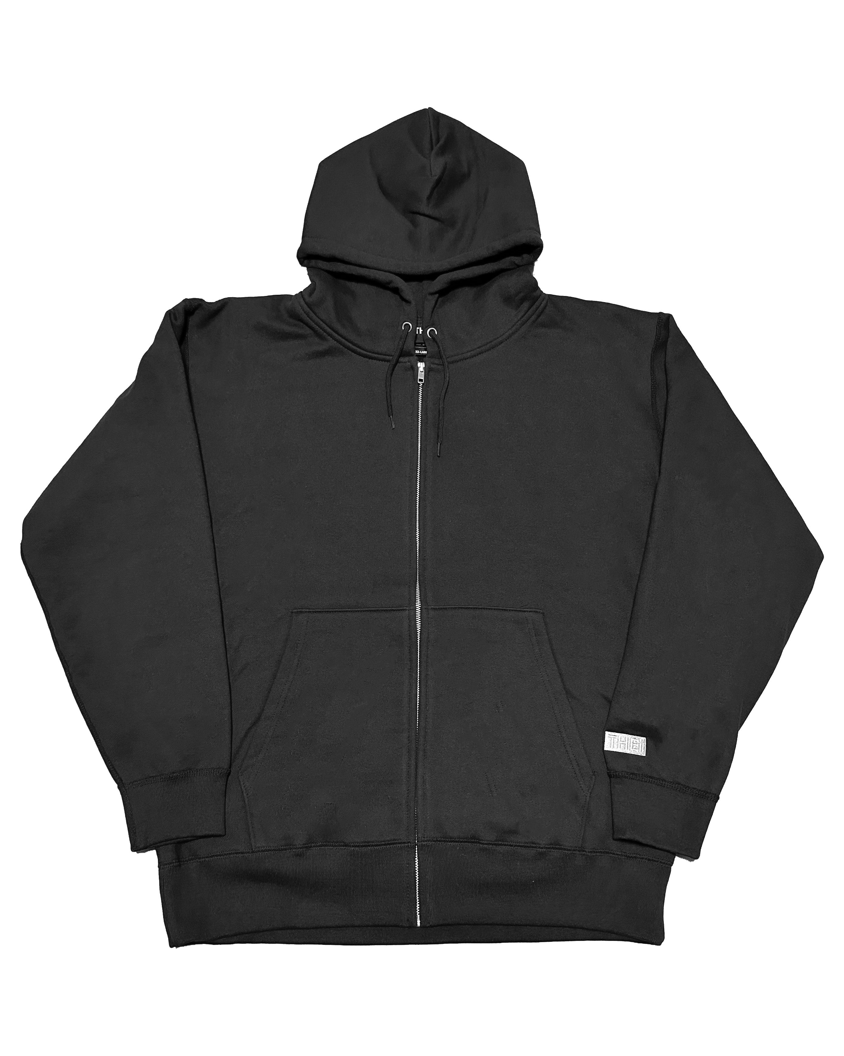 Box-Type2 One Point HW Sweat Zip Hoodie - Black