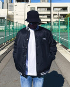Basic One Point Nylon Stadium JKT - Navy / White